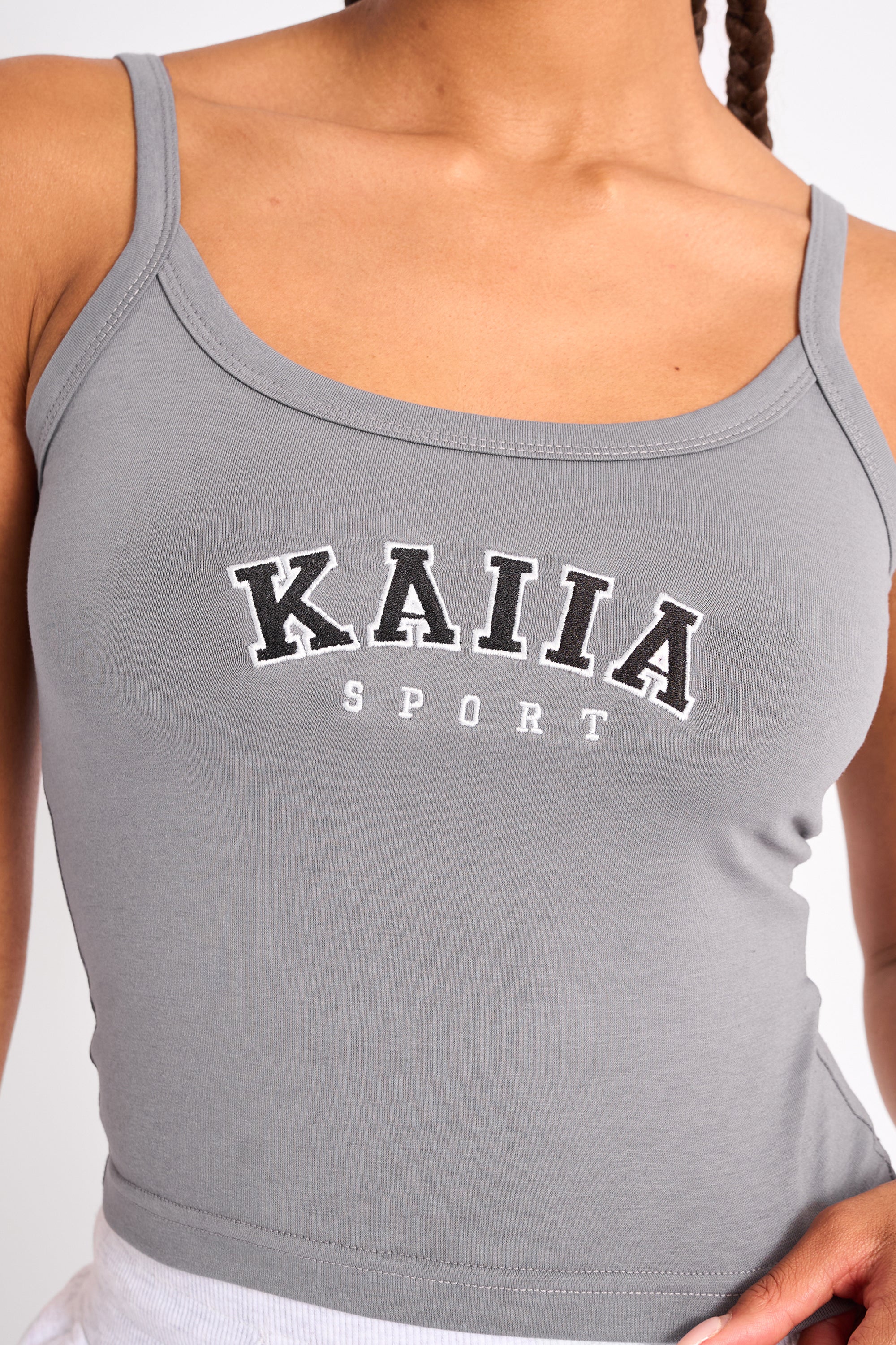 Kaiia Logo Cami Vest Top Charcoal Grey - Image 16