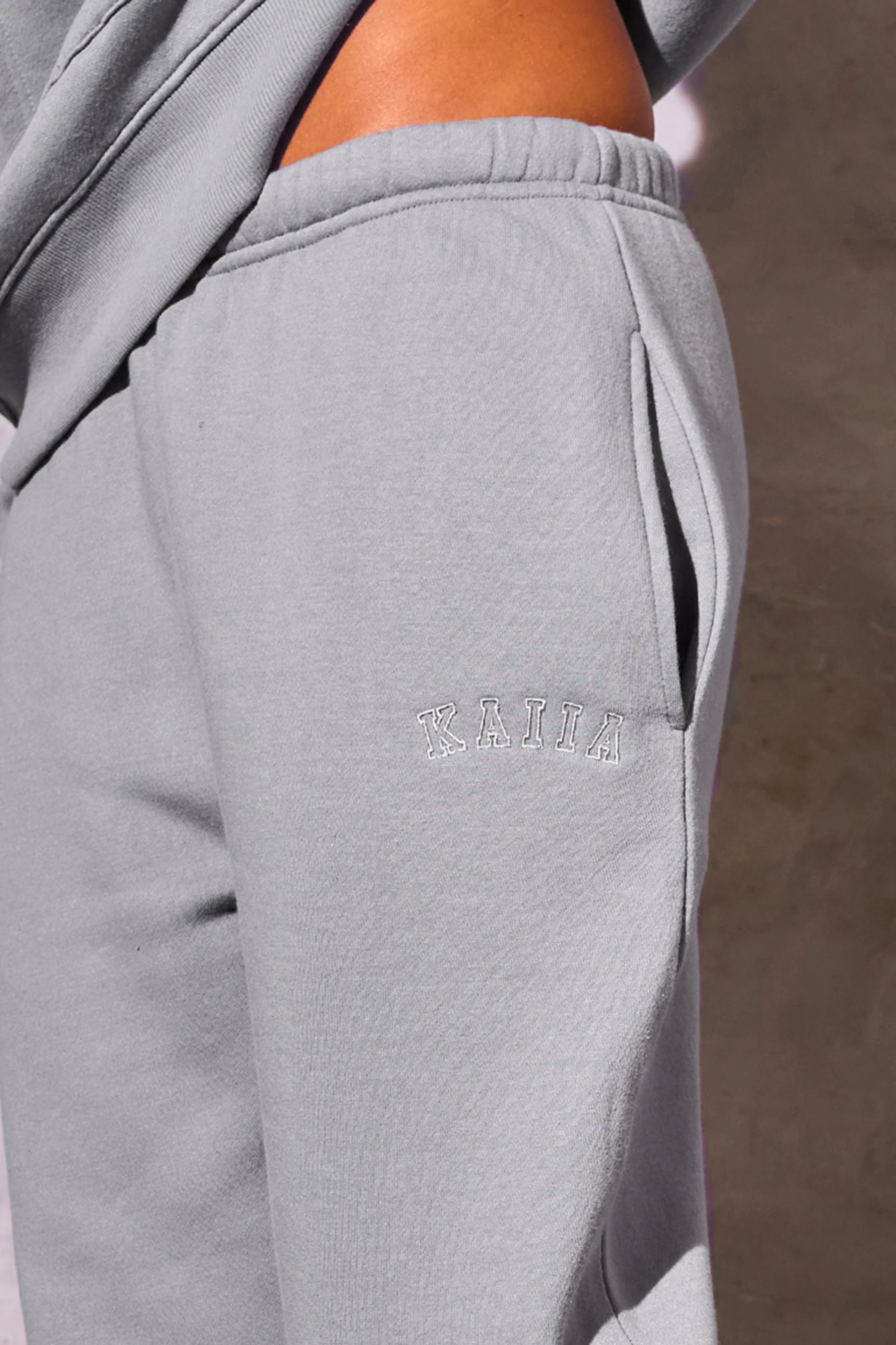 Kaiia Logo Cuffed Joggers Dove Grey - Image 4