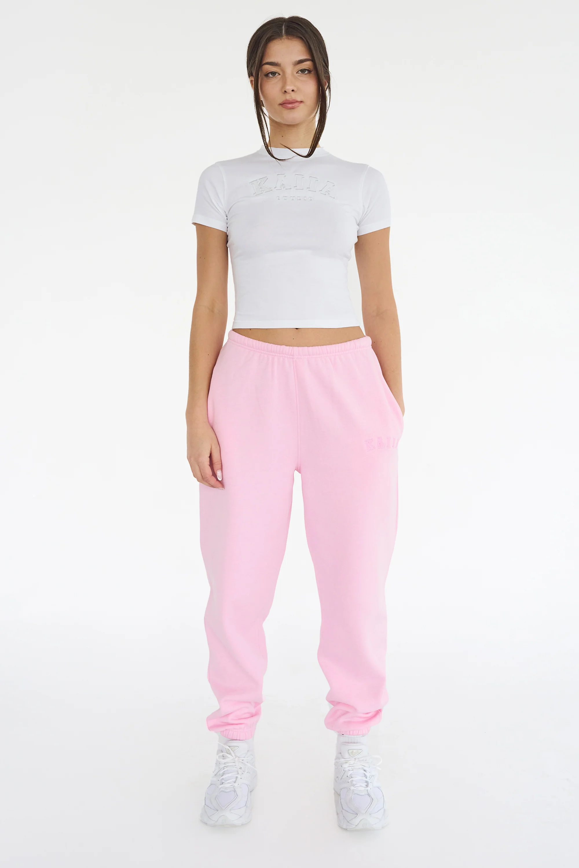 Kaiia Logo Cuffed Joggers Baby Pink - Image 12