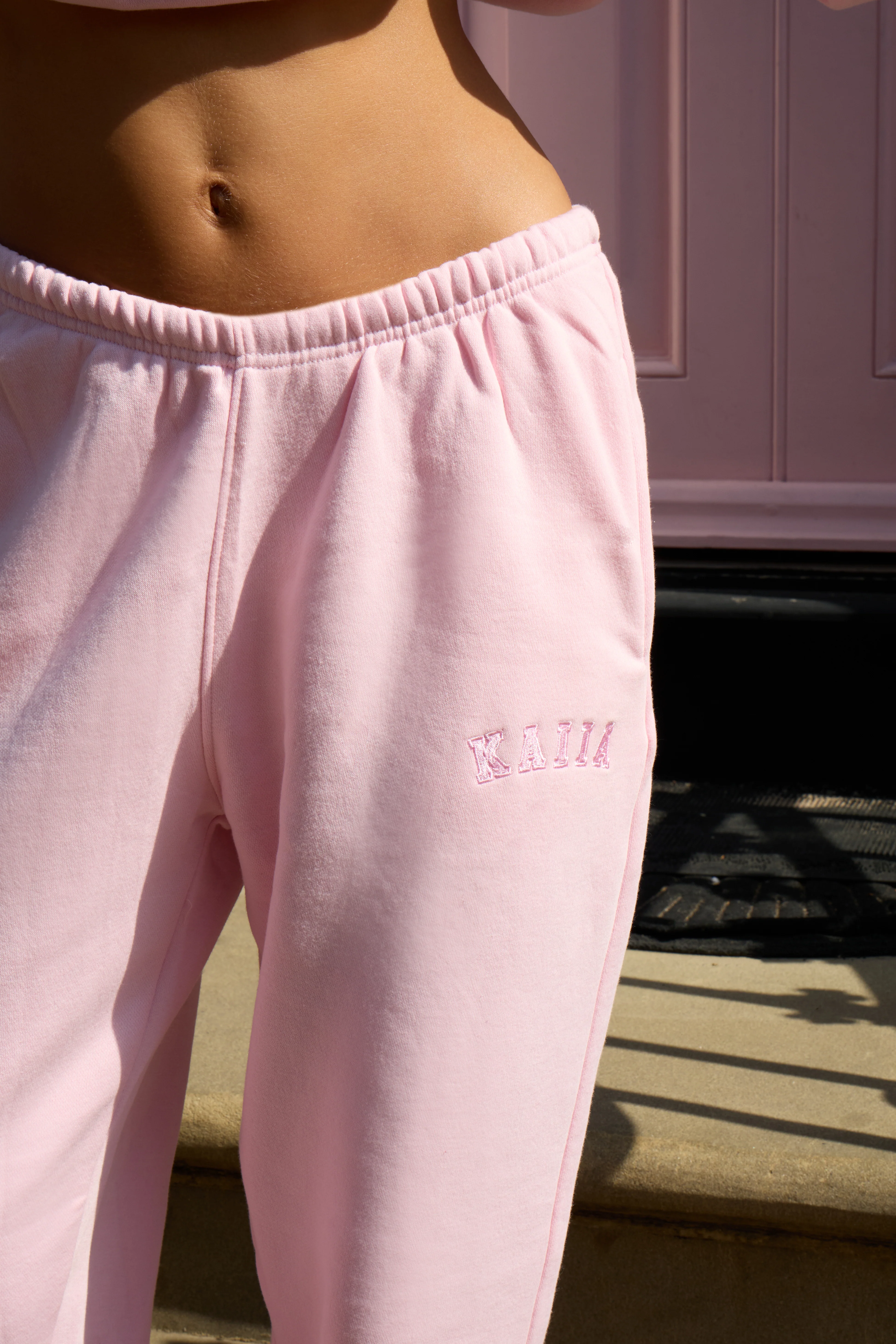 Kaiia Logo Cuffed Joggers Baby Pink - Image 9