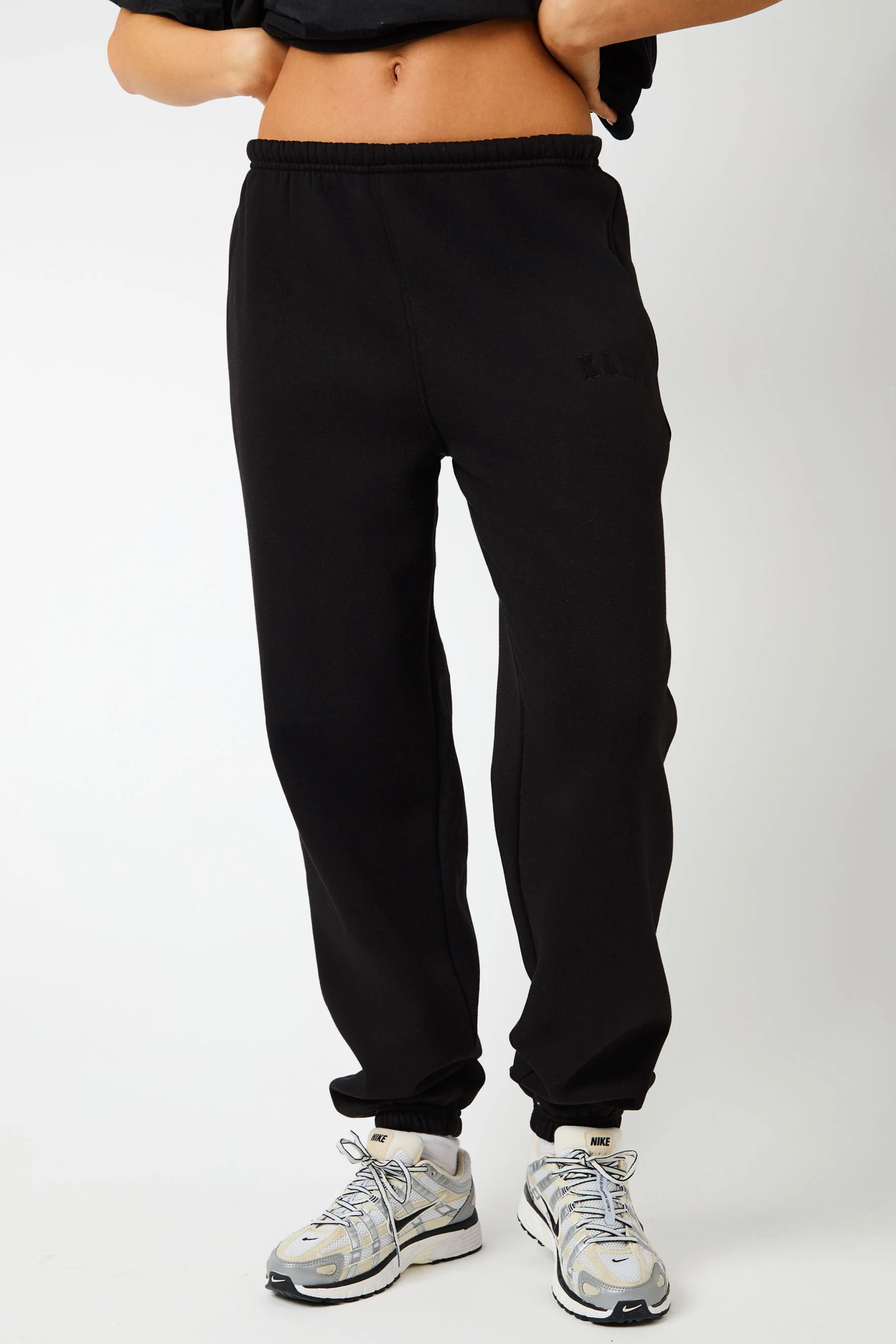 Kaiia Logo Cuffed Joggers Black On Black - Image 11