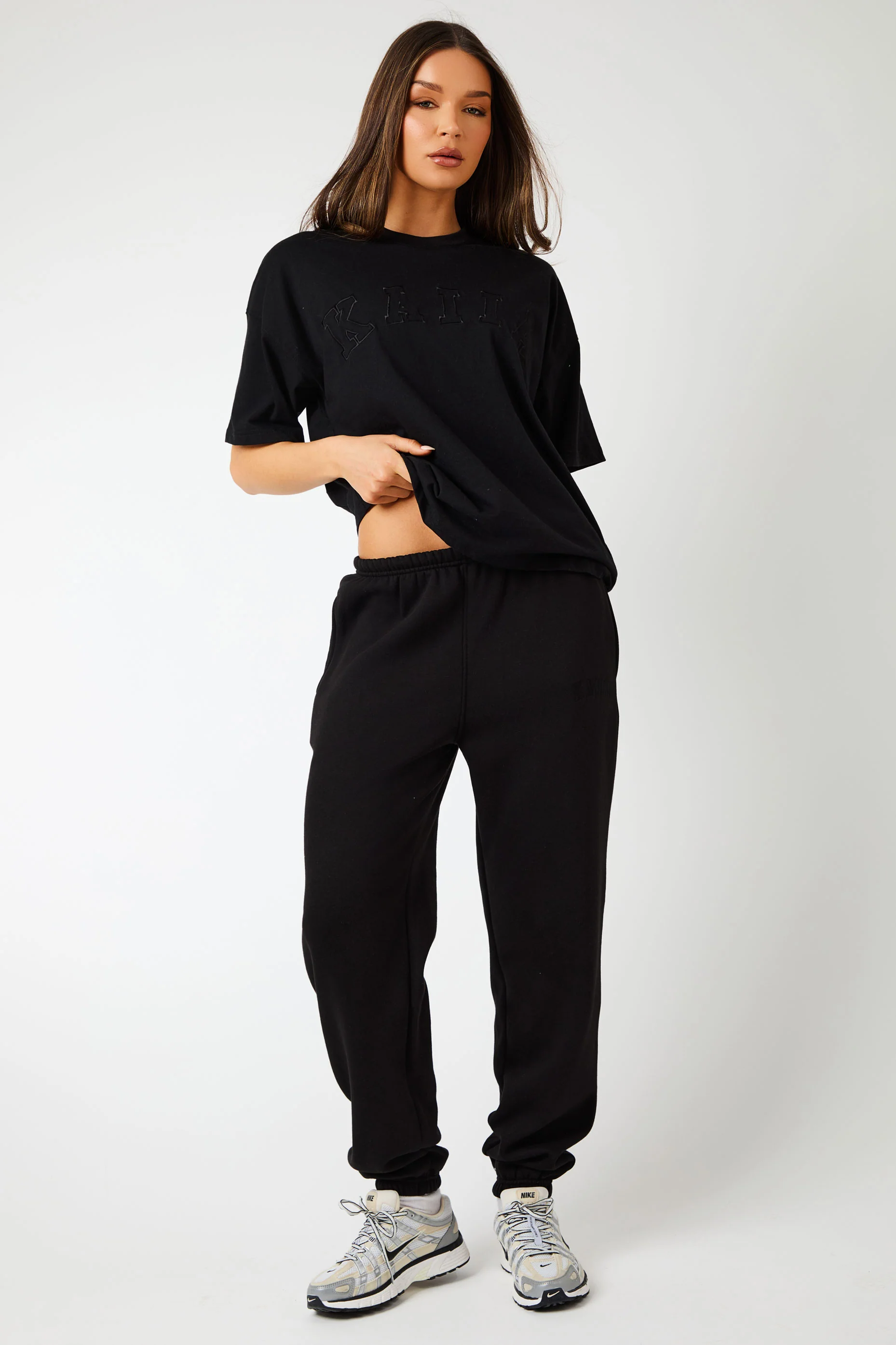 Kaiia Logo Cuffed Joggers Black On Black - Image 9