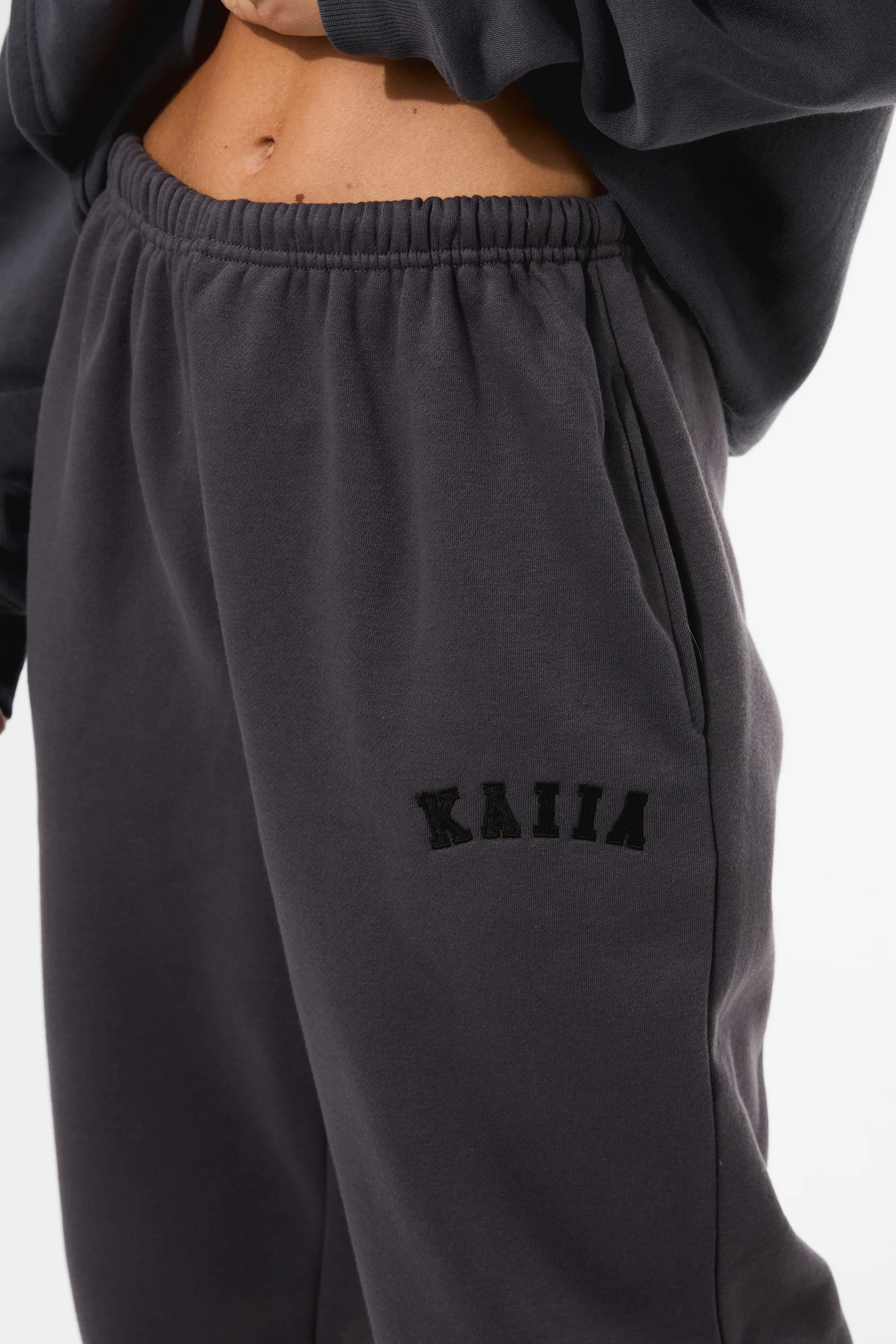 Kaiia Logo Cuffed Joggers Dark Grey - Image 4