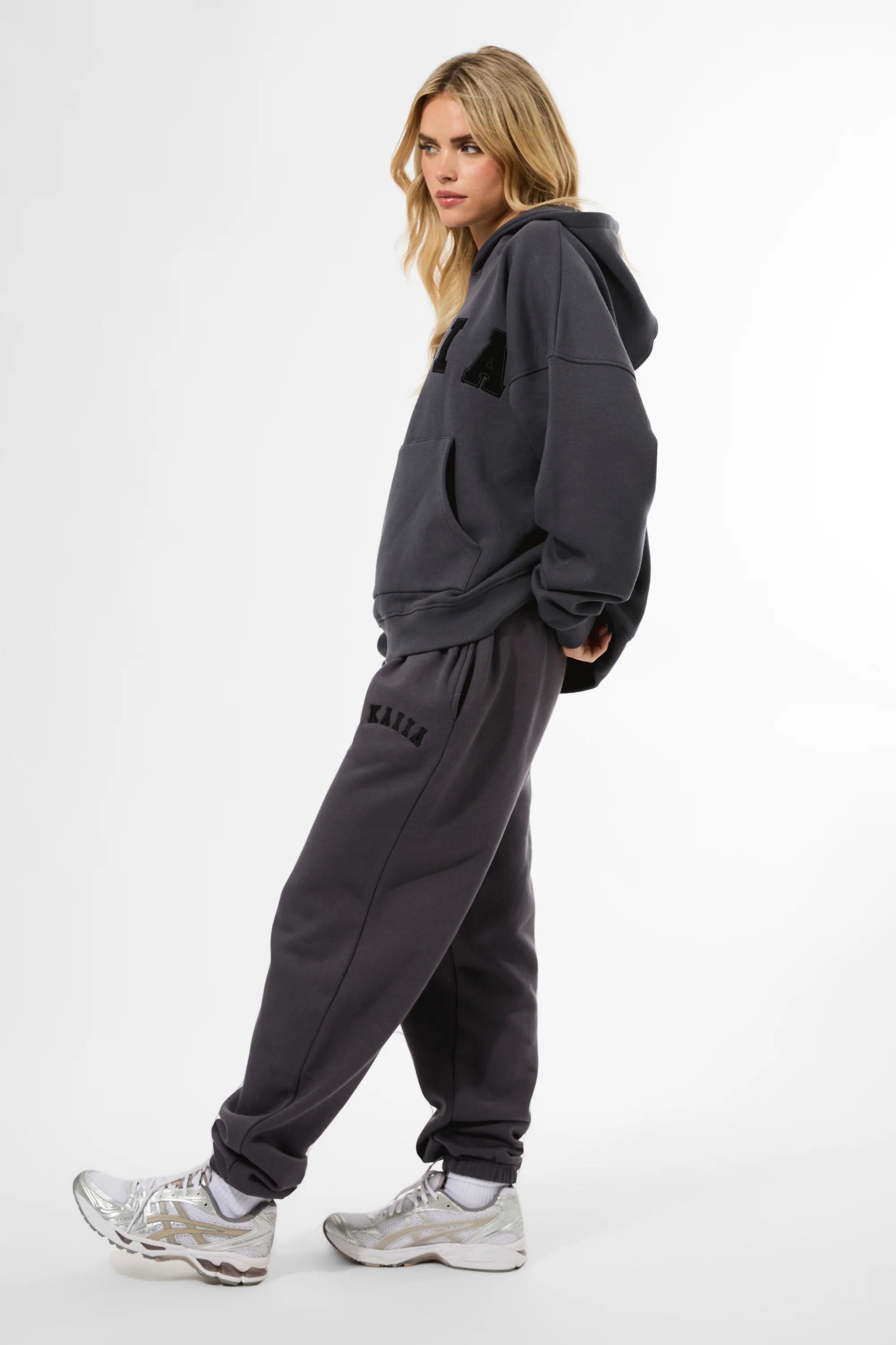 Kaiia Logo Cuffed Joggers Dark Grey - Image 5