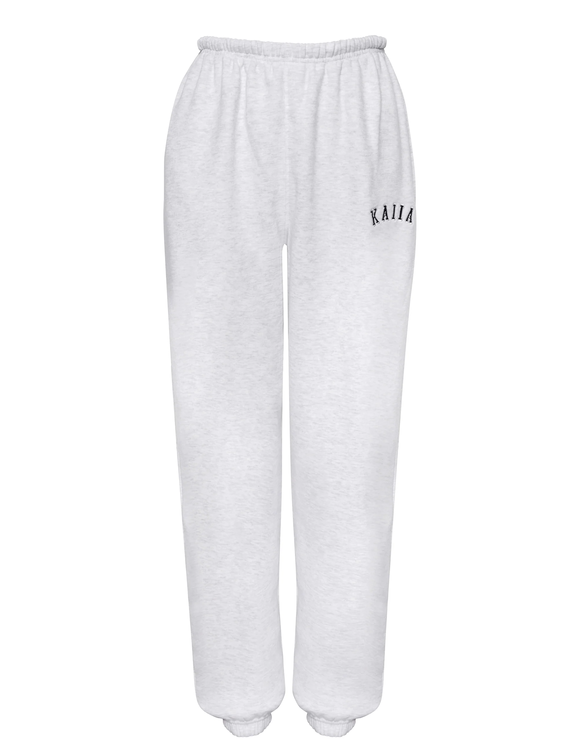 Kaiia Logo Cuffed Joggers Light Grey Marl & Navy - Image 13