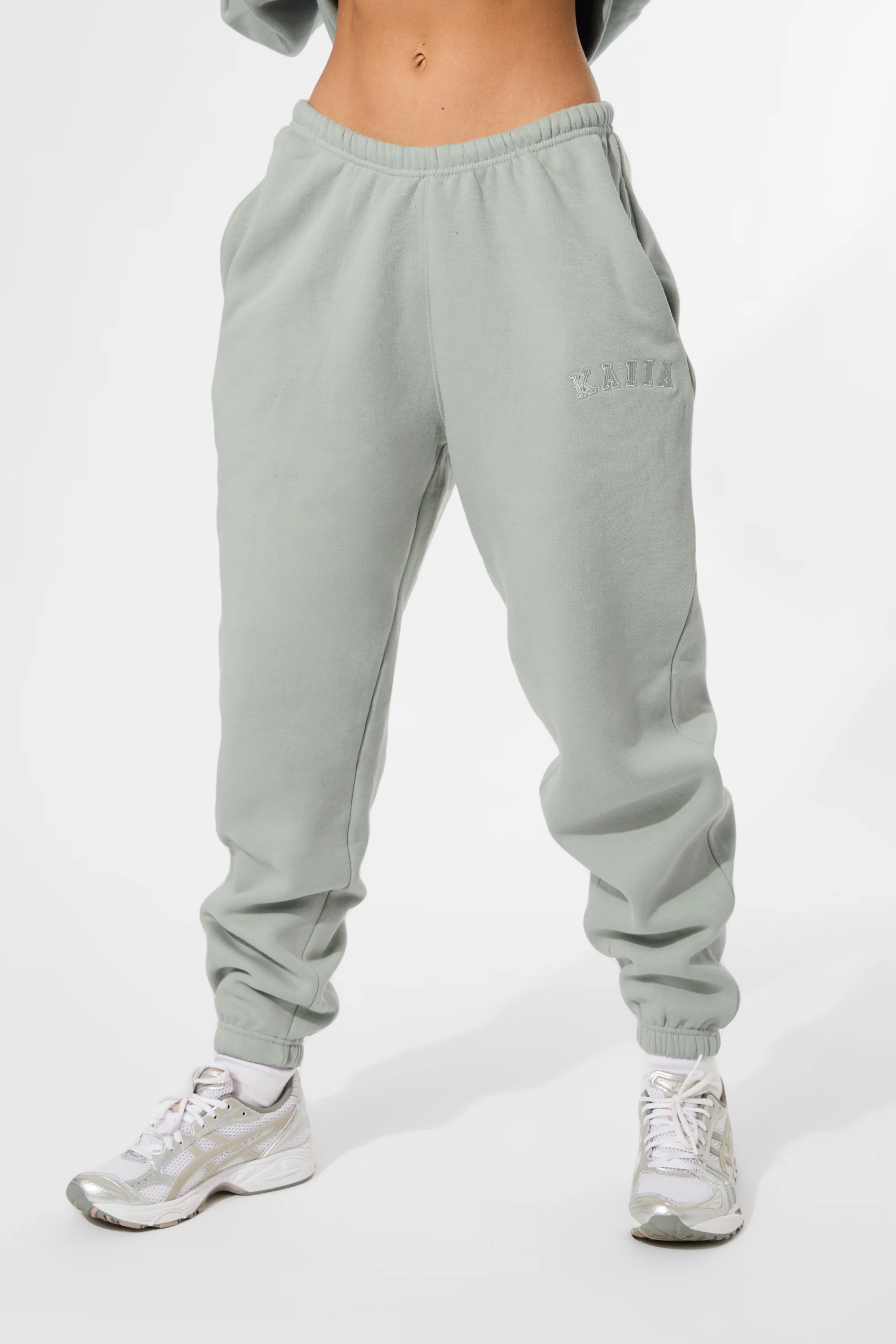 Kaiia Logo Cuffed Joggers Sage Green - Image 6