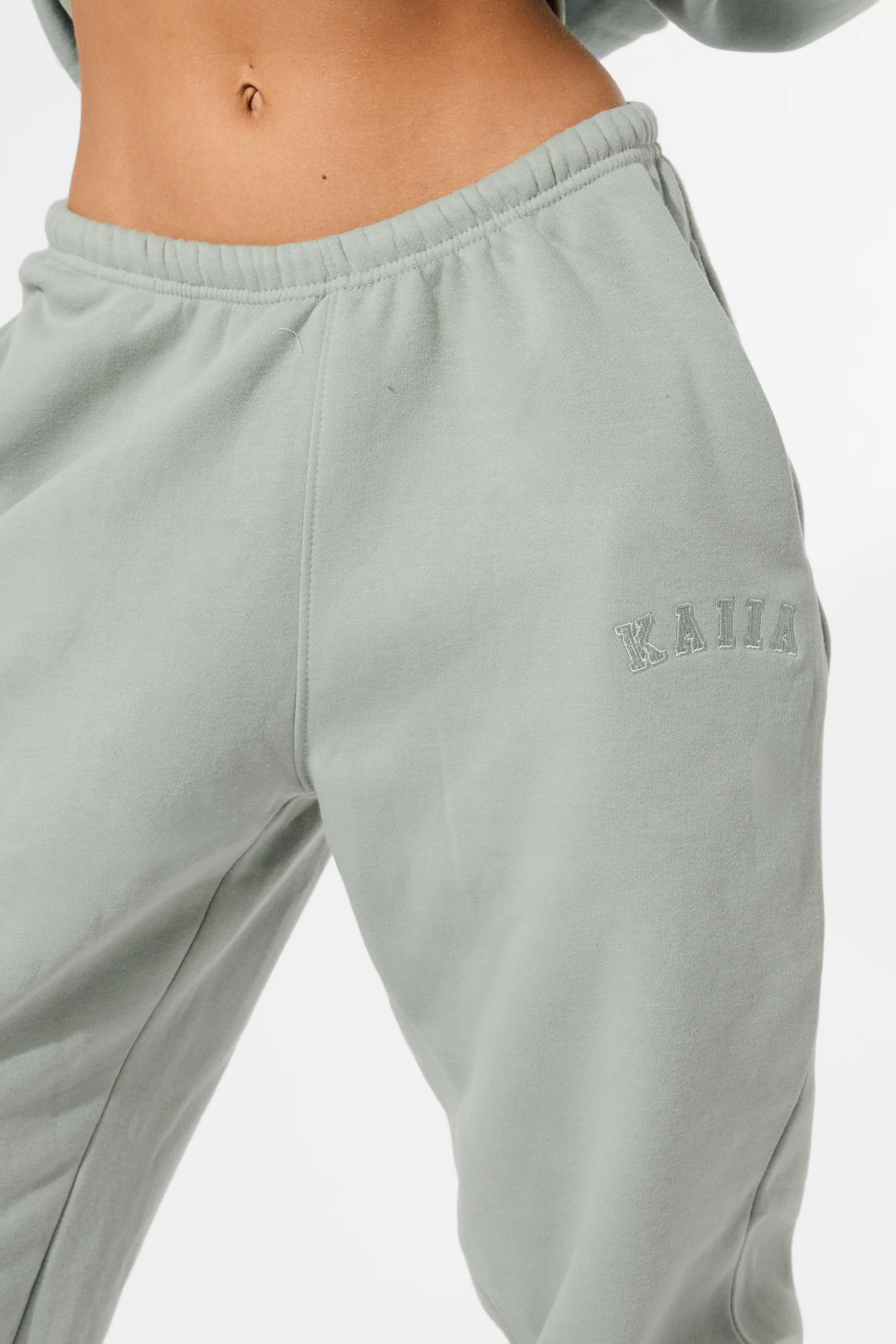 Kaiia Logo Cuffed Joggers Sage Green - Image 8