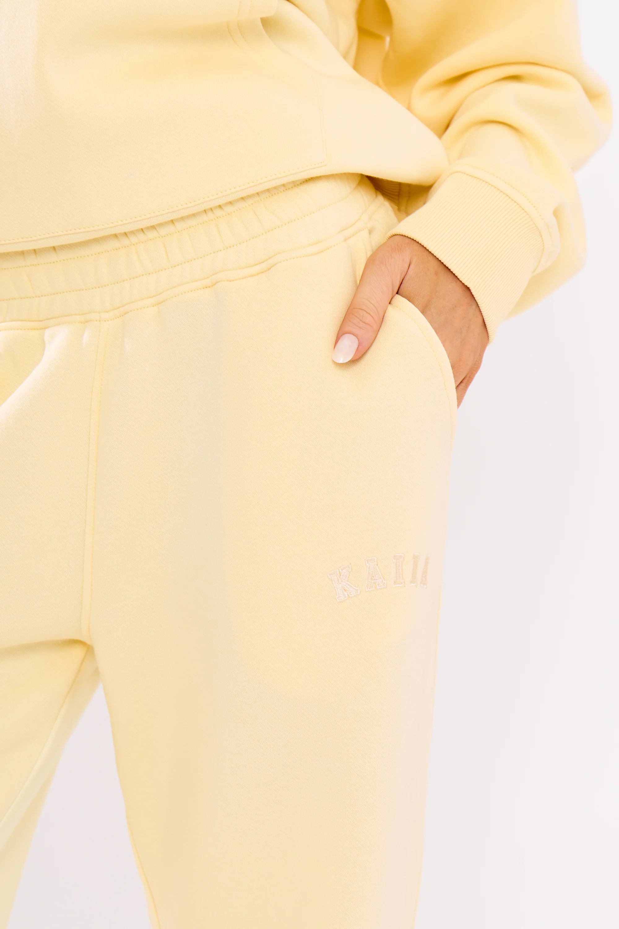 Kaiia Logo Flared Wide Leg Joggers Lemon - Image 11