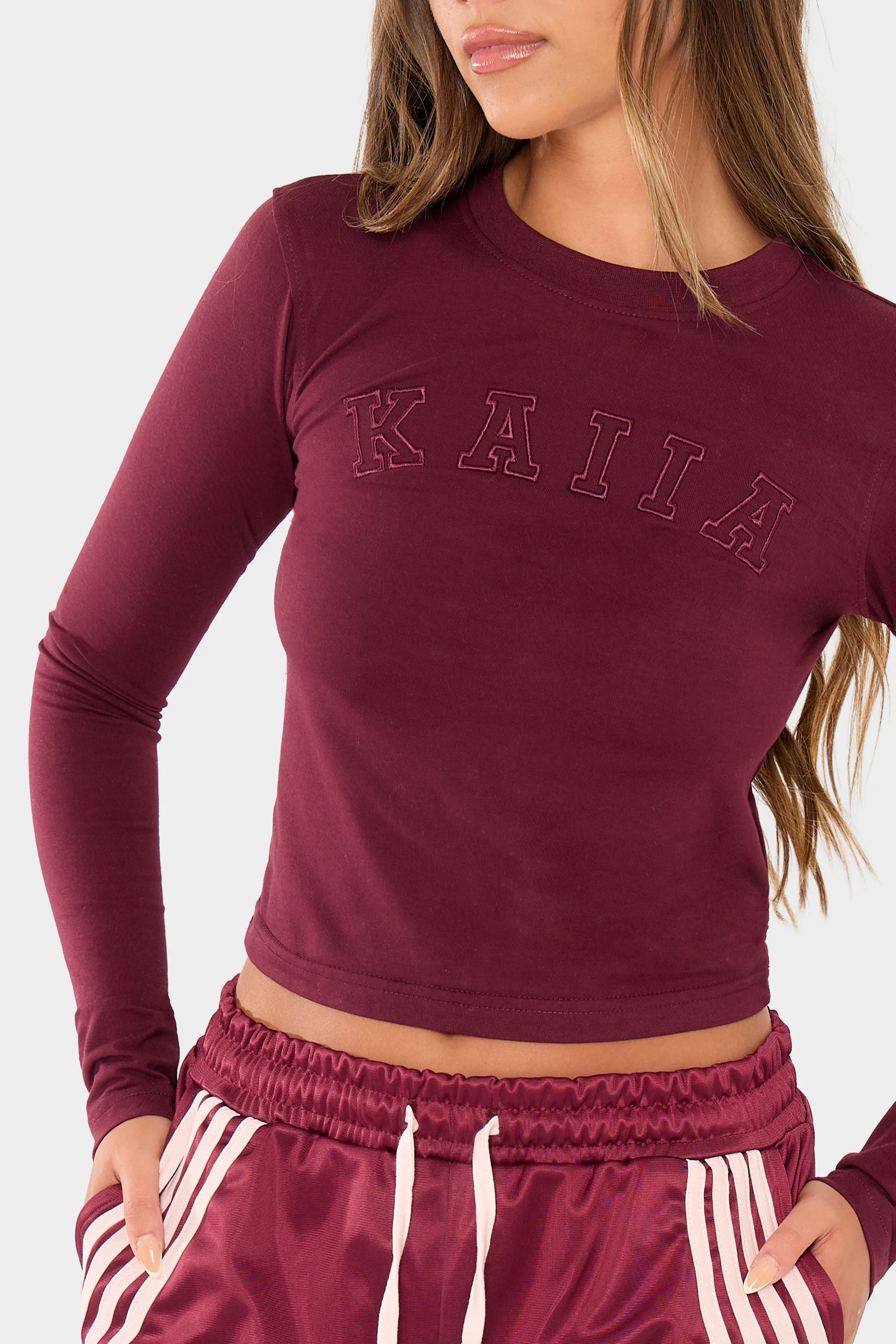 Kaiia Logo Long Sleeve Top Cherry - Image 3