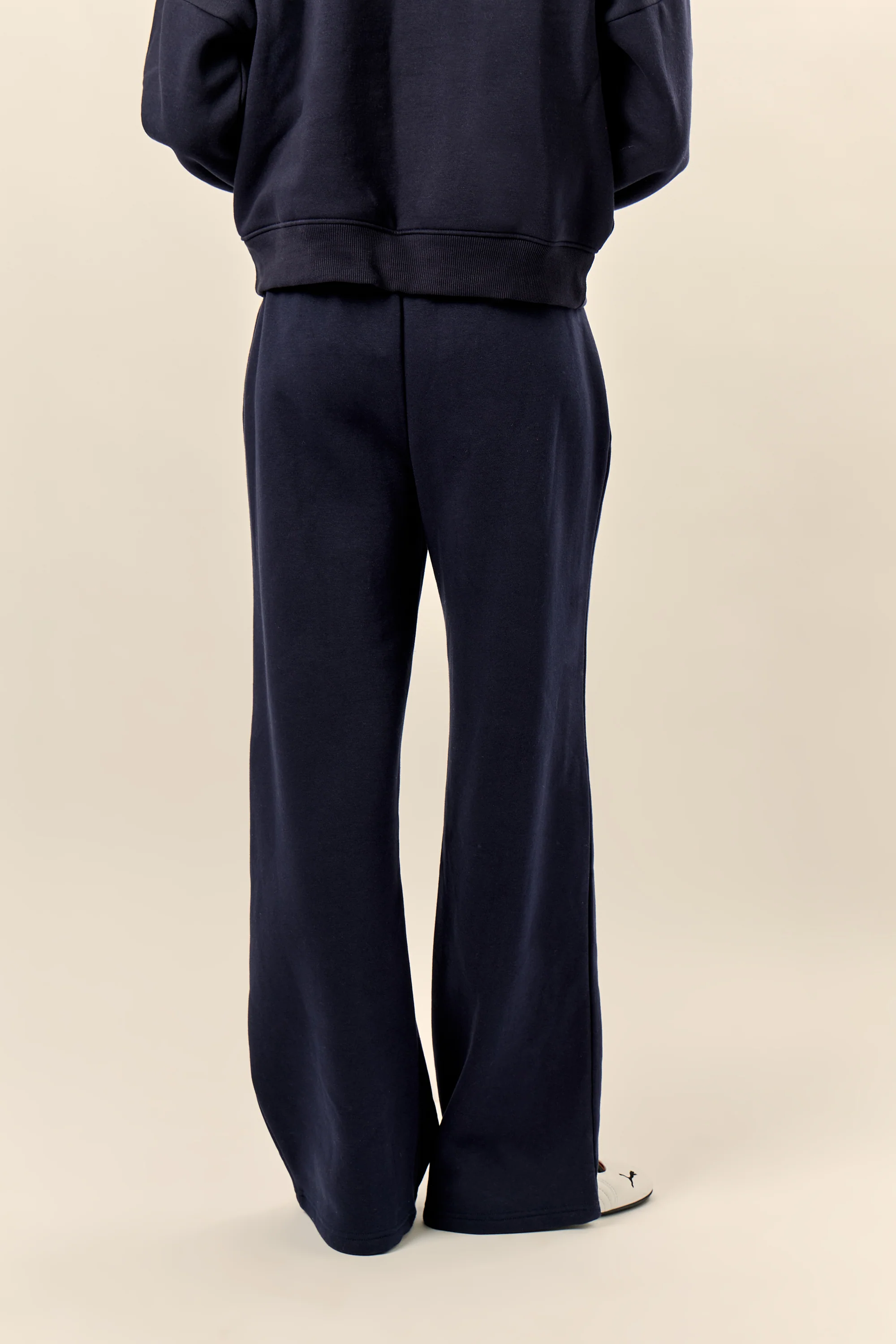 Kaiia Chrome Logo Mid Rise Wide Leg Joggers Navy - Image 9