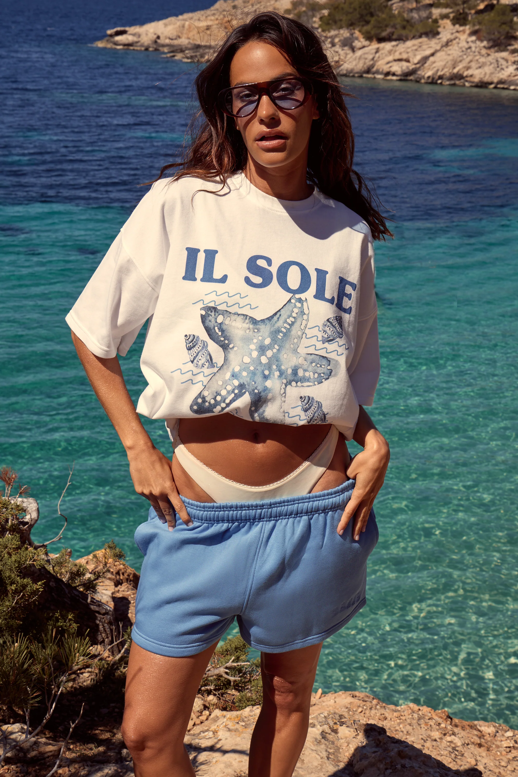 Kaiia Logo Mini Shorts Ocean Blue - Image 3