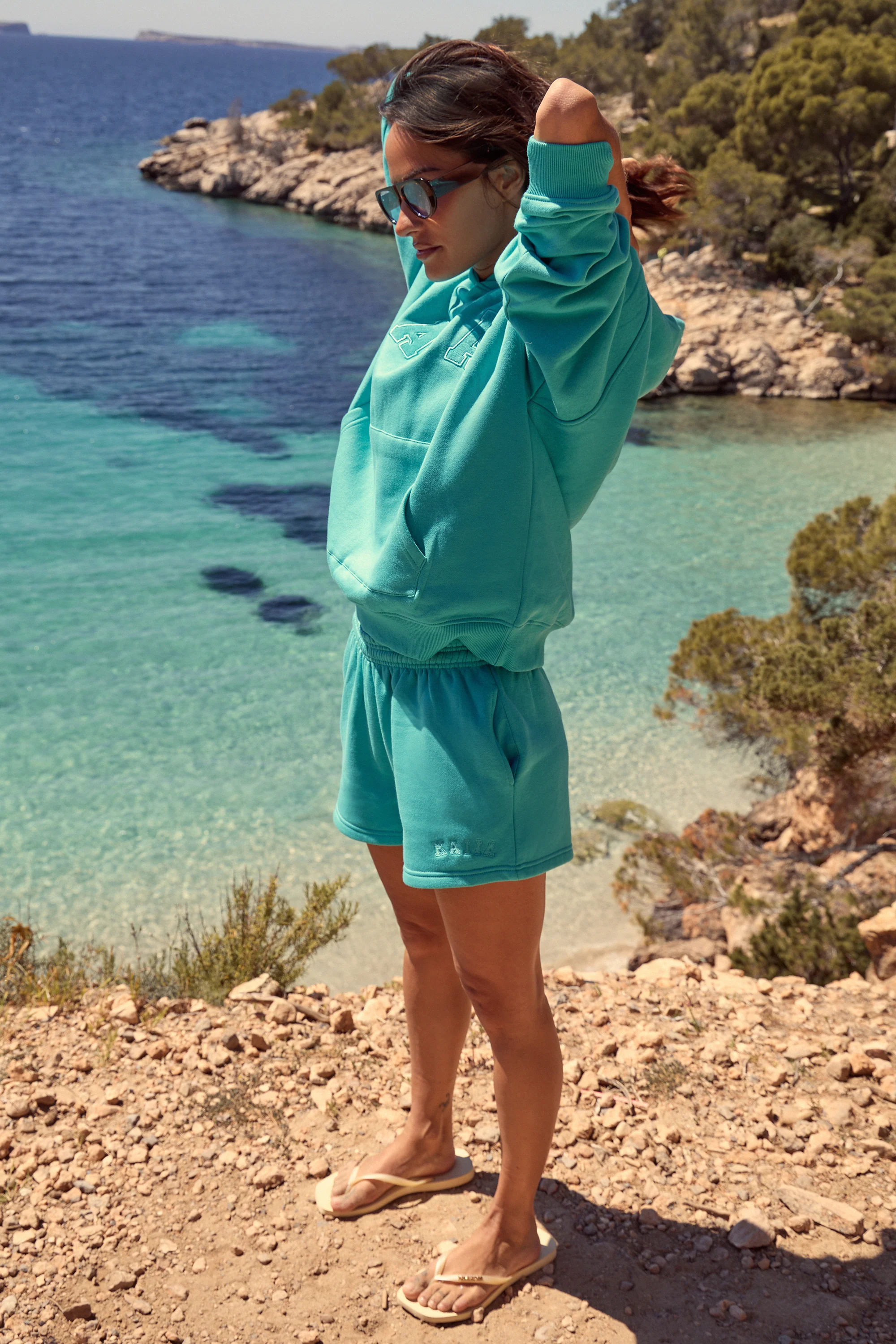 Kaiia Logo Mini Shorts Turquoise - Image 3