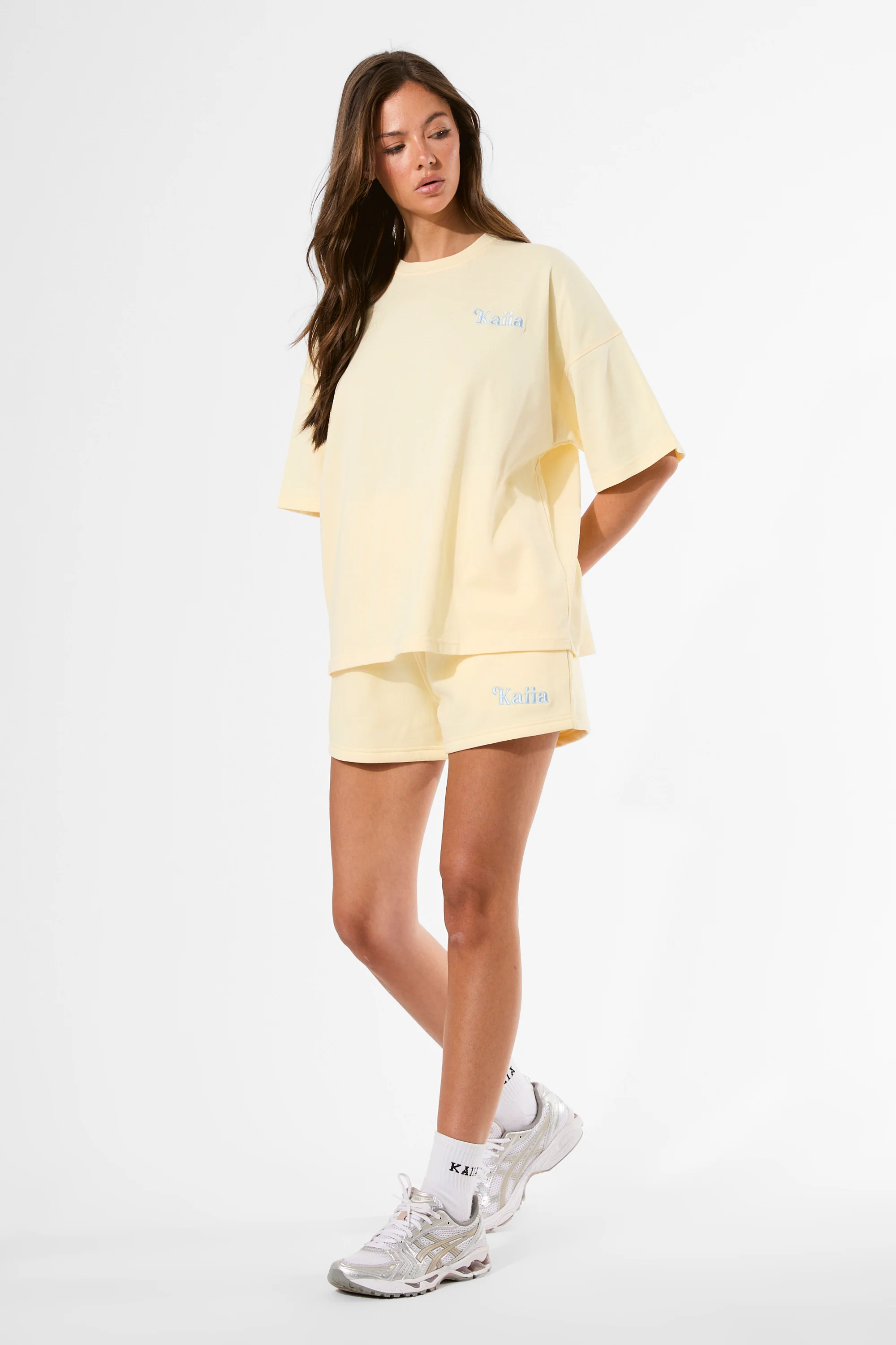 Kaiia Logo Mini Sweat Shorts Lemon - Image 8