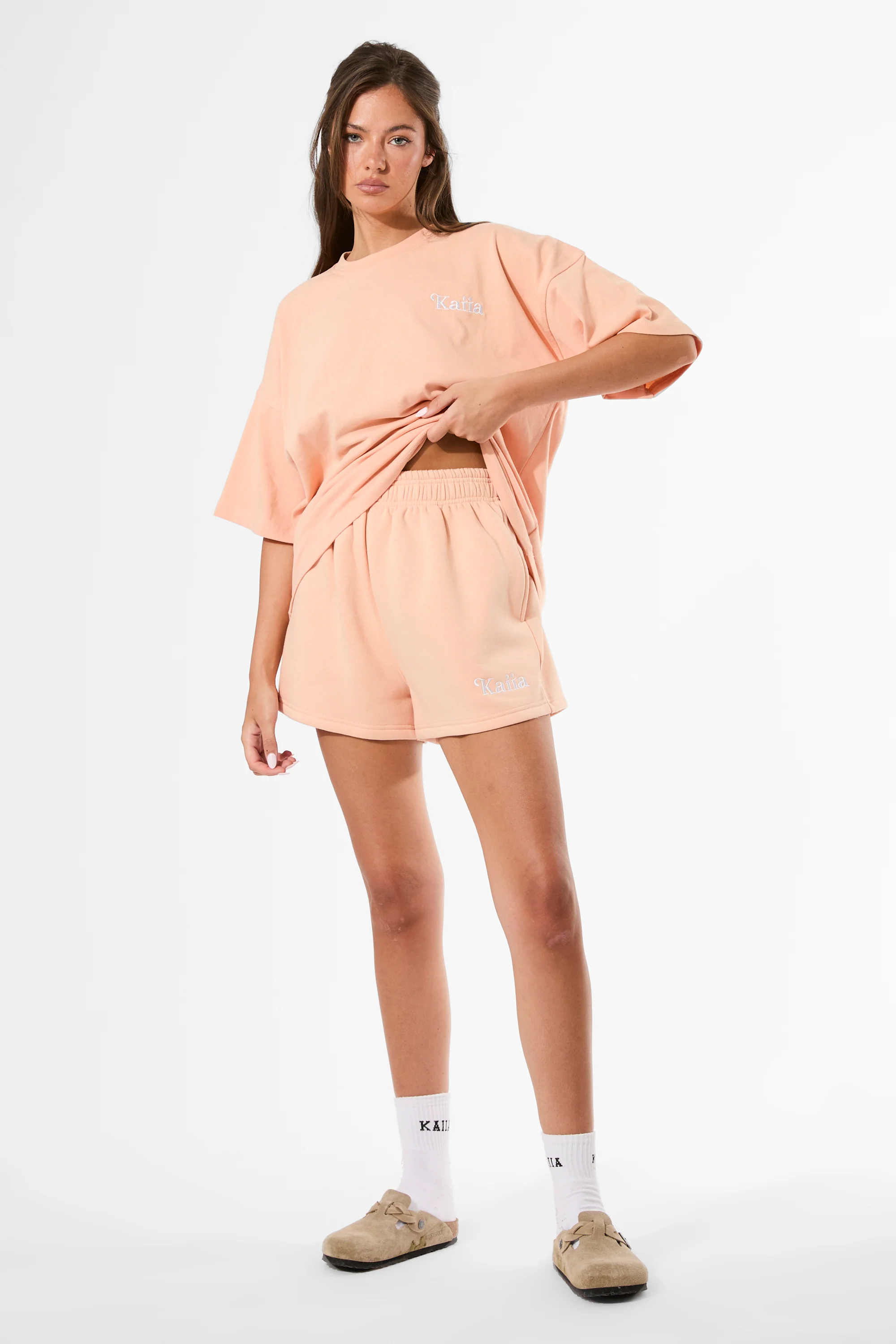 Kaiia Logo Mini Sweat Shorts Tangerine - Image 5