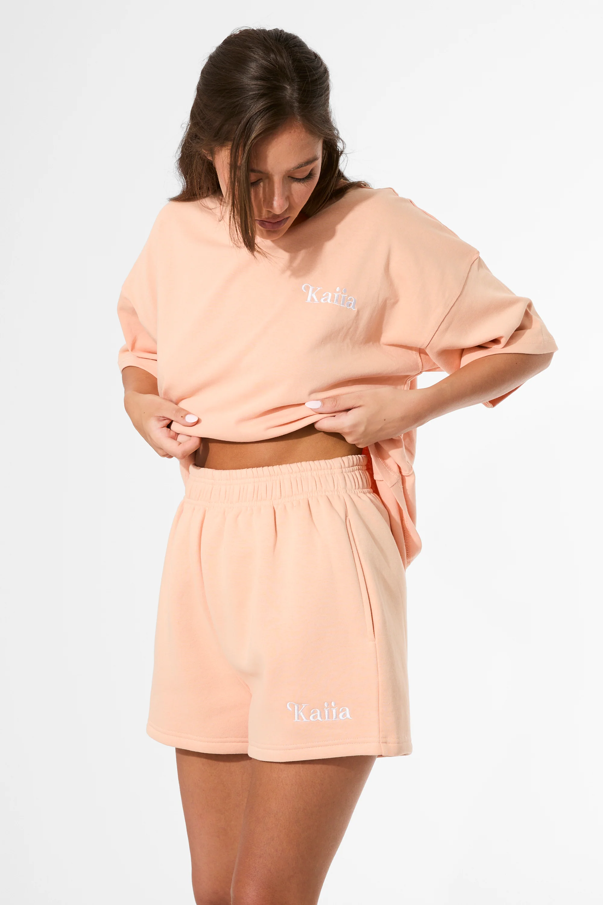 Kaiia Logo Mini Sweat Shorts Tangerine - Image 6