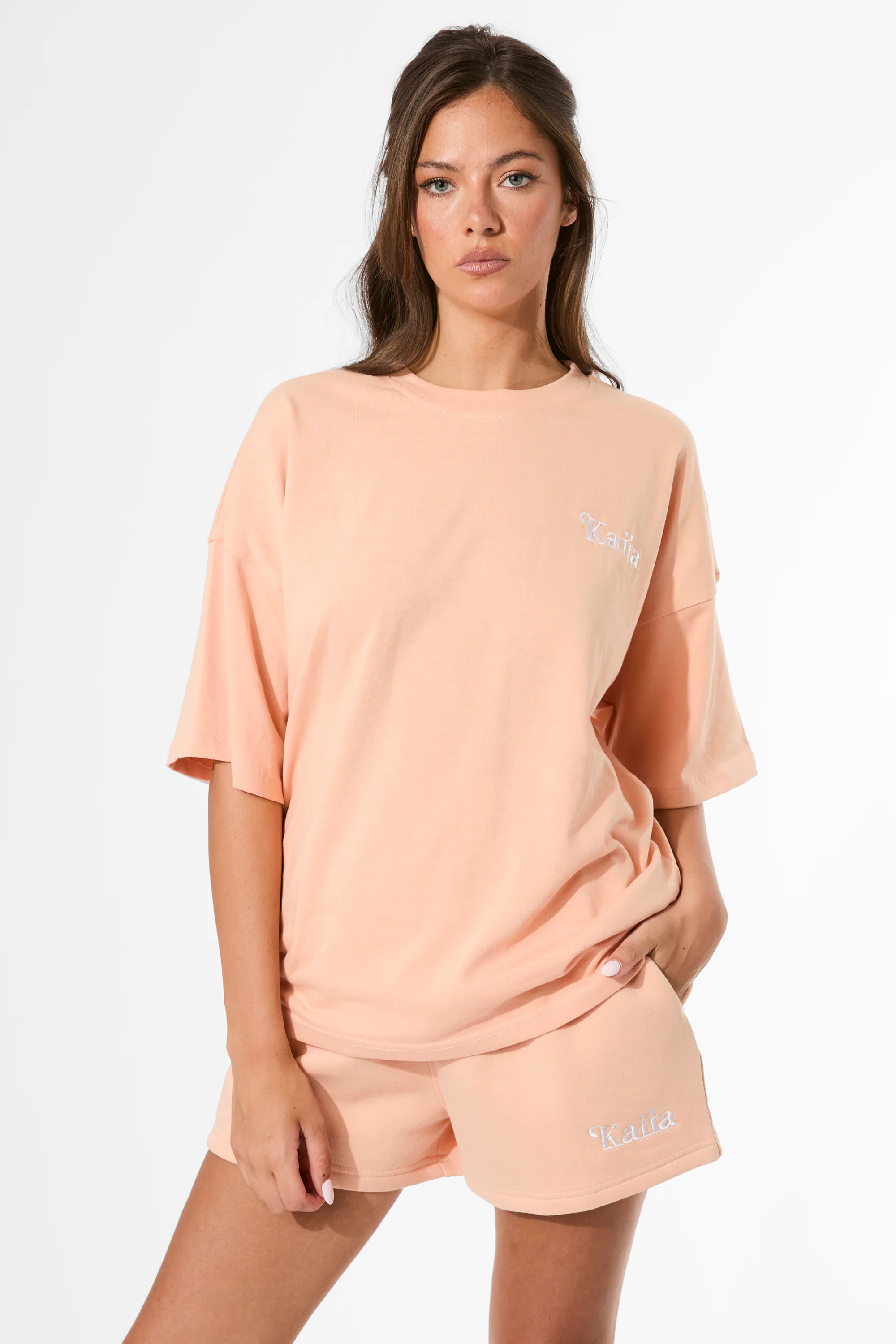 Kaiia Logo Mini Sweat Shorts Tangerine - Image 8