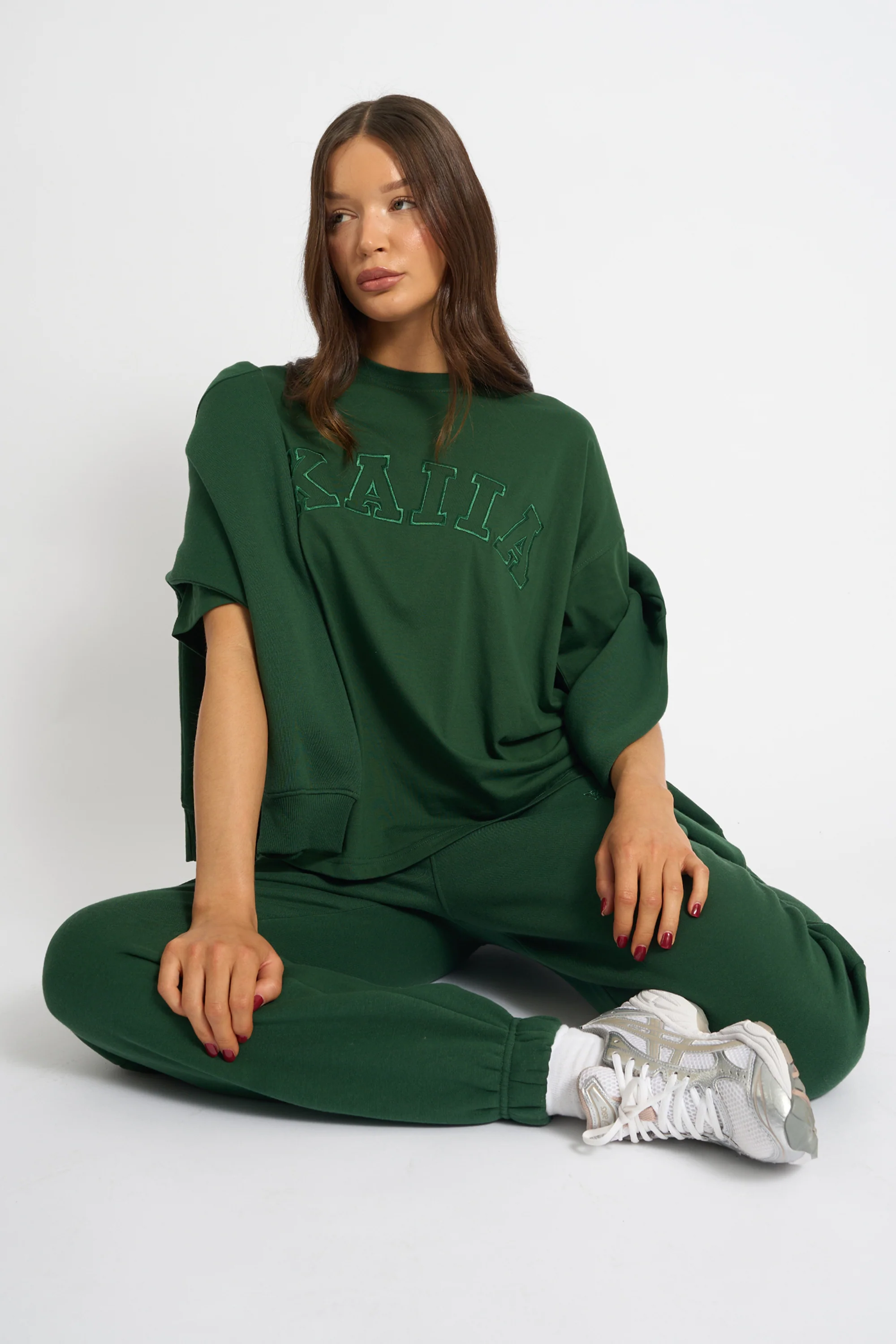 Kaiia Logo Oversized T-Shirt Forest Green - Image 4