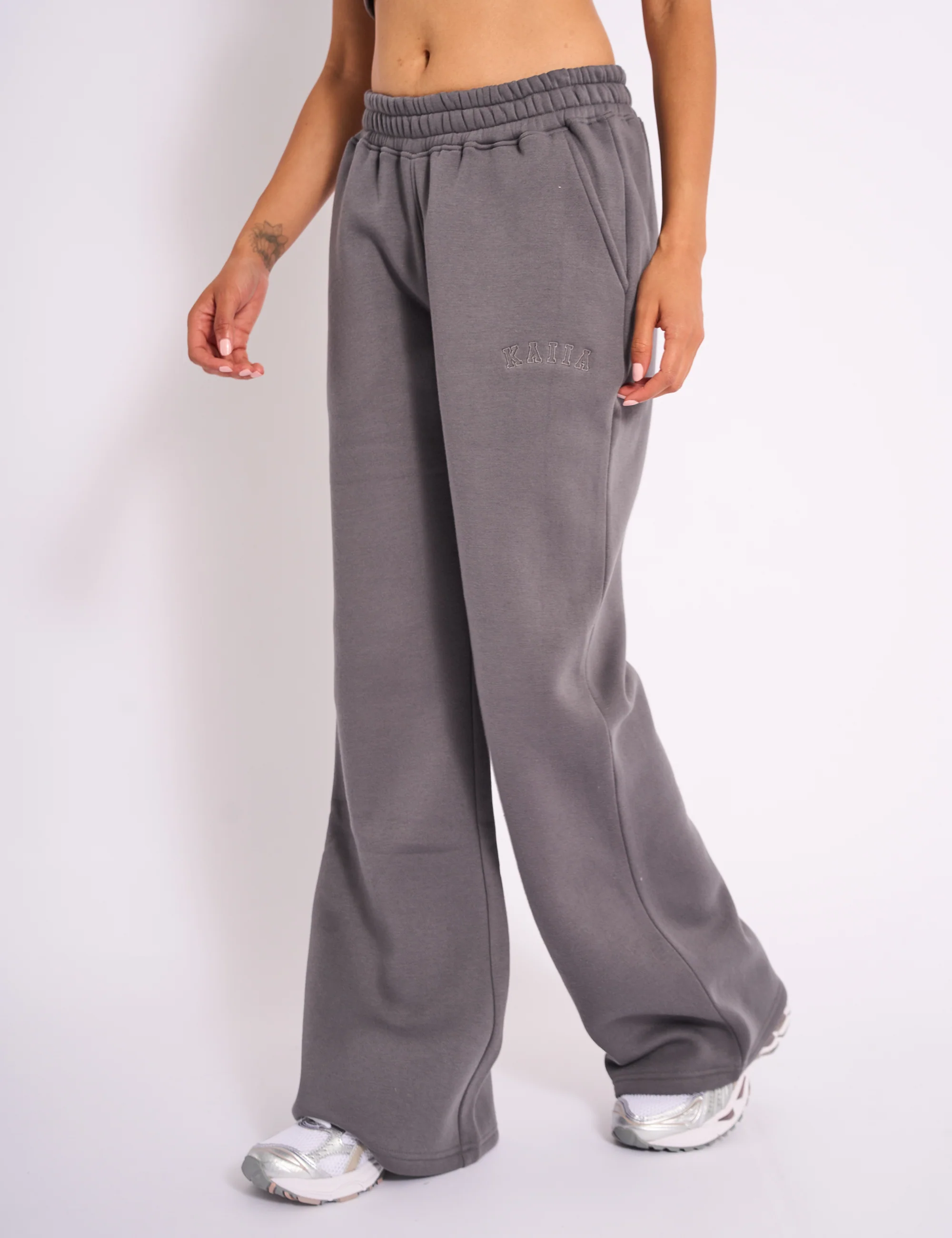 Kaiia Logo Straight Leg Joggers Slate Grey - Image 3