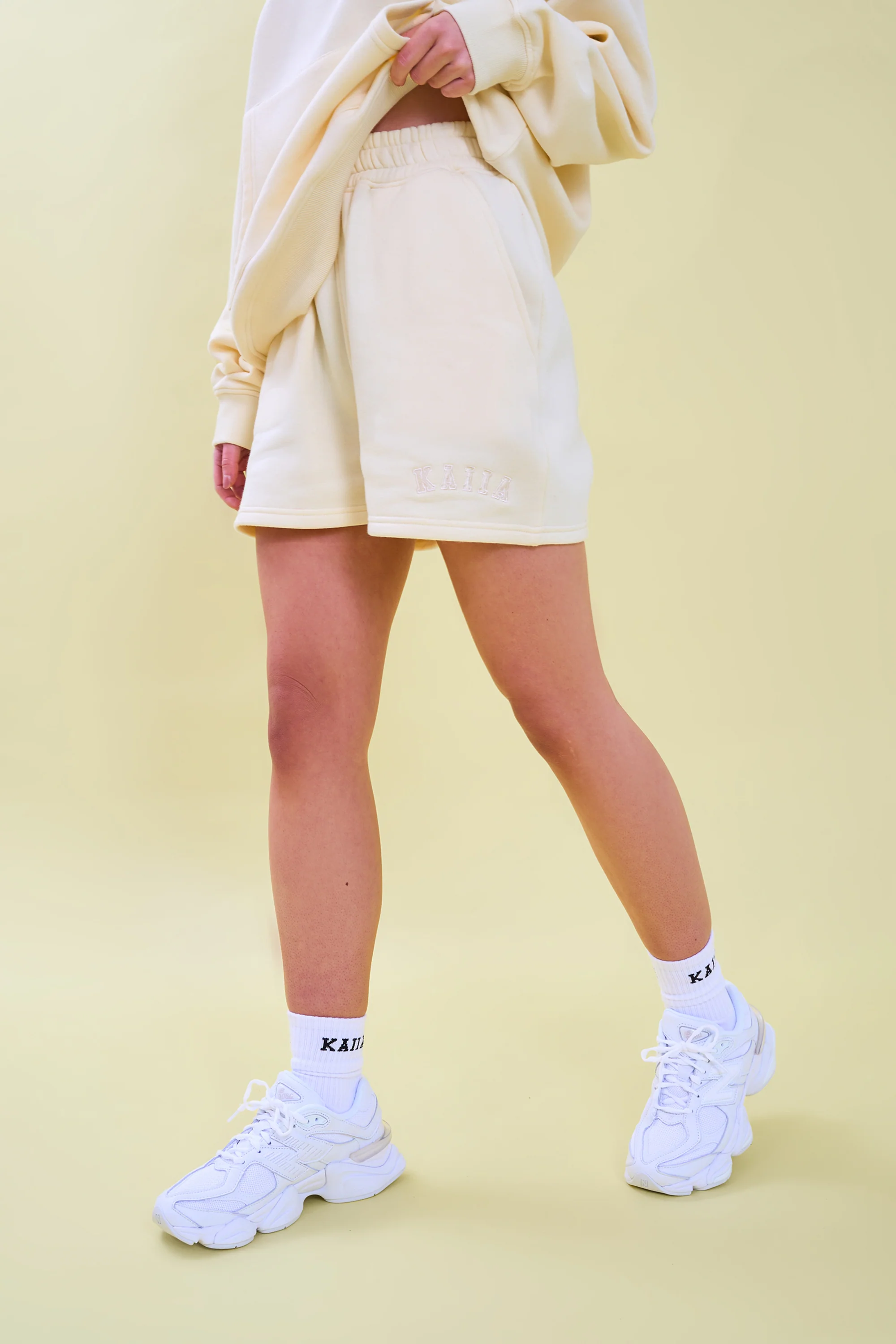 Kaiia Logo Sweat Shorts Lemon - Image 3