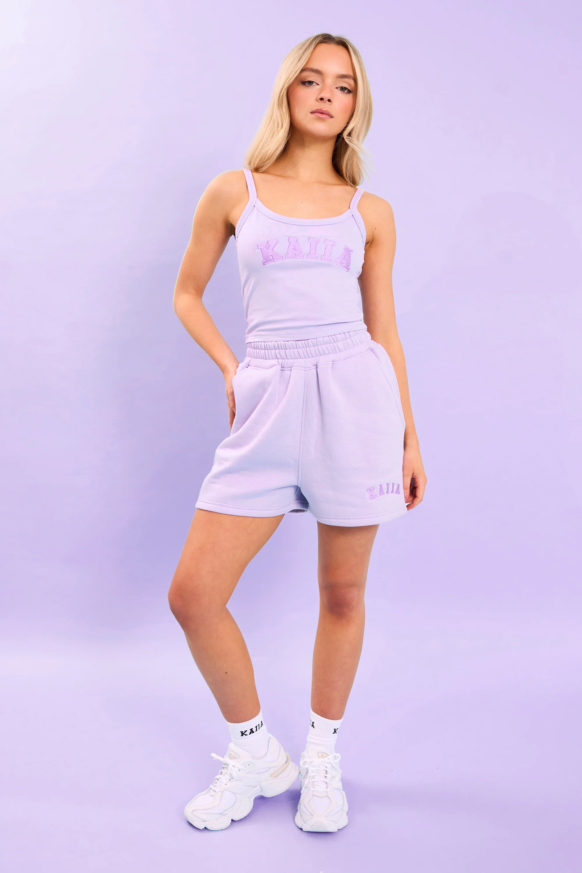 Kaiia Logo Sweat Shorts Lilac - Image 5