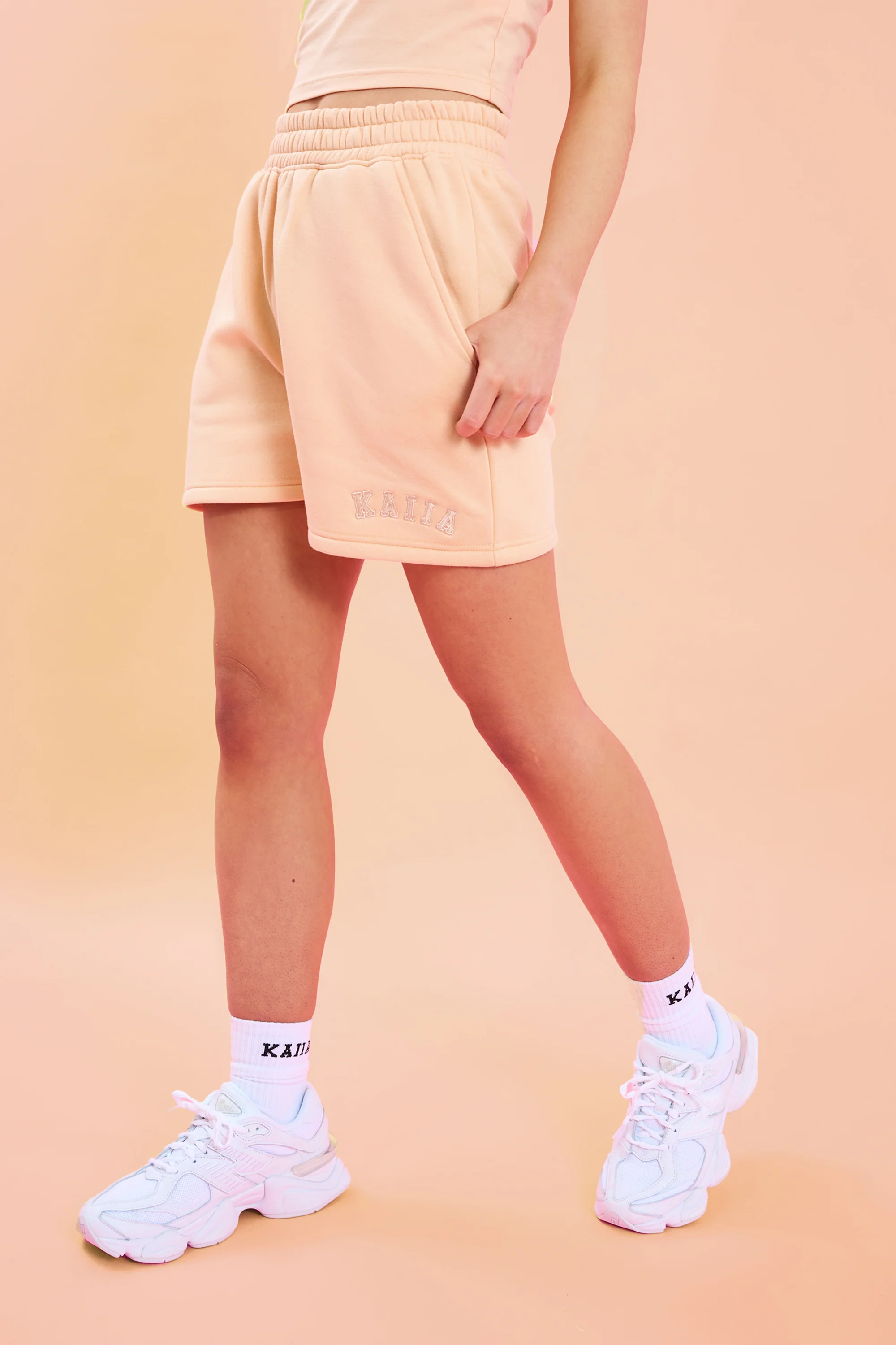 Kaiia Logo Sweat Shorts Peach - Image 3