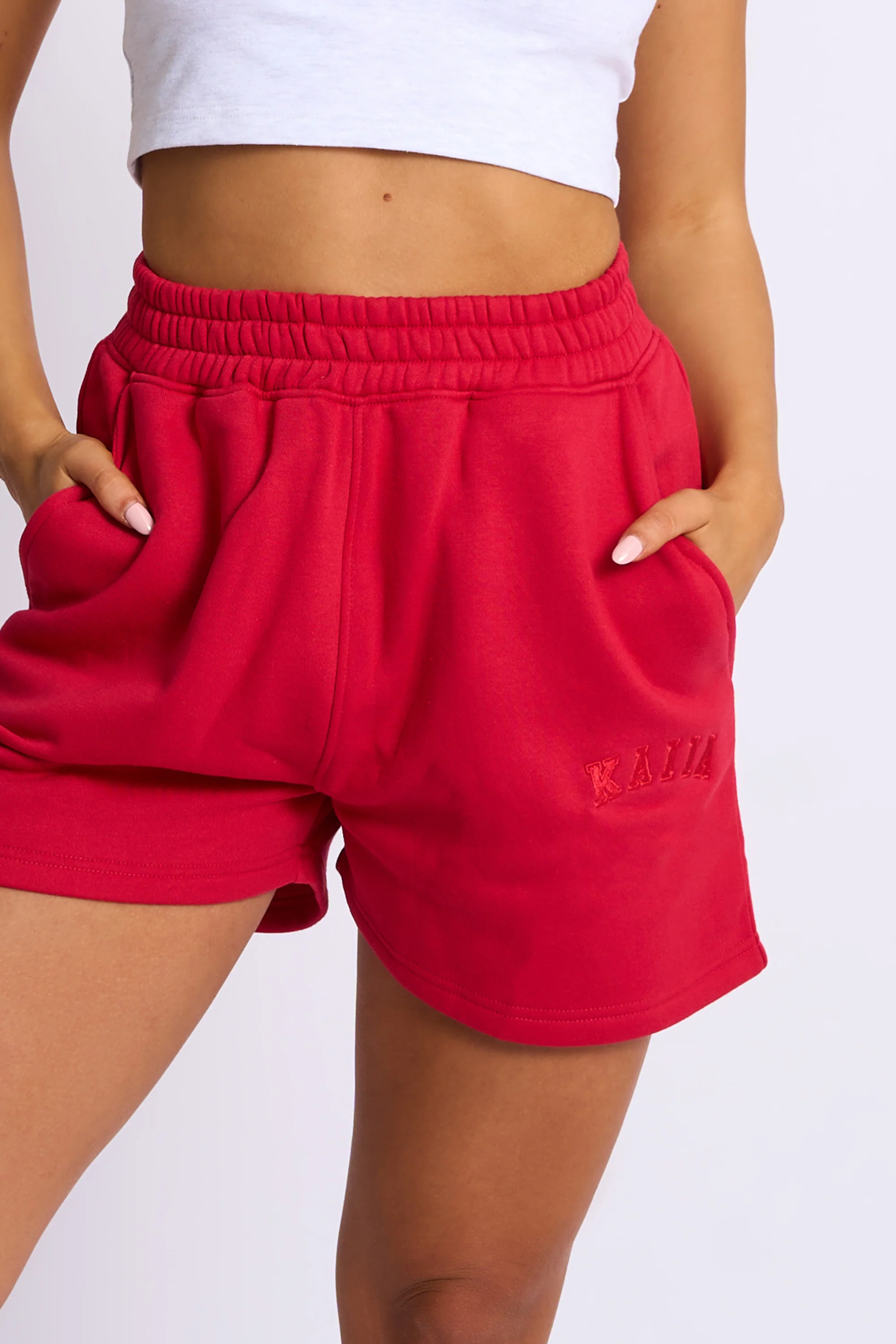Kaiia Logo Sweat Shorts Red - Image 10