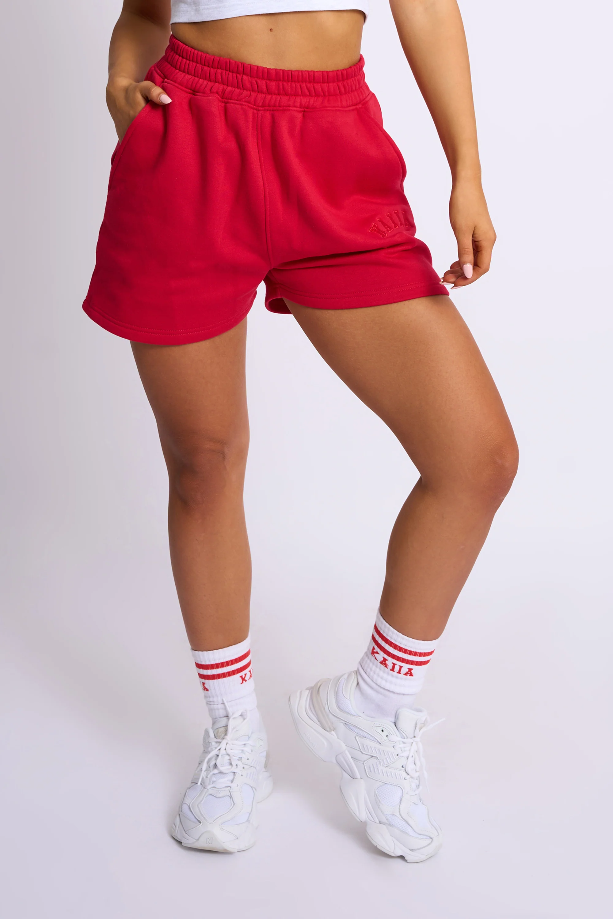 Kaiia Logo Sweat Shorts Red - Image 11