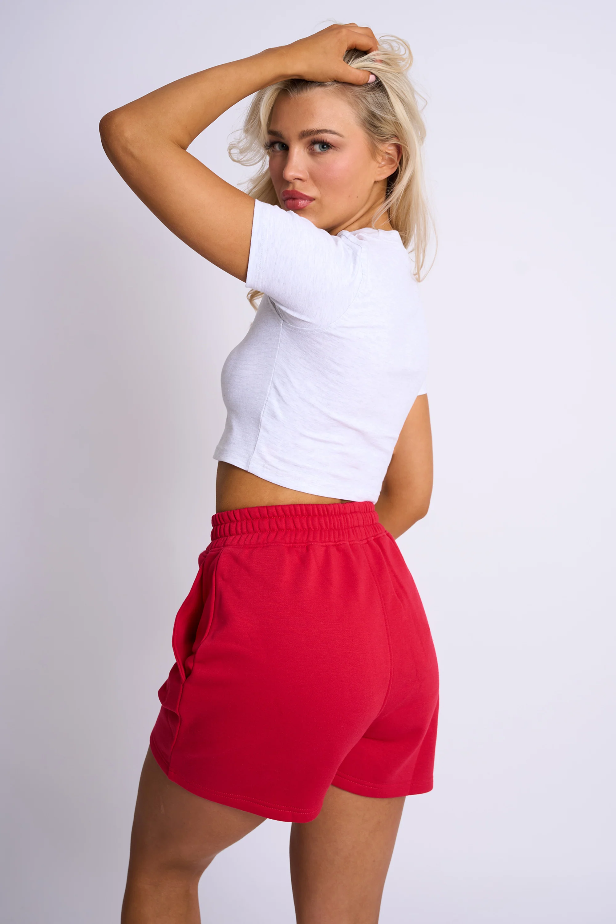 Kaiia Logo Sweat Shorts Red - Image 12