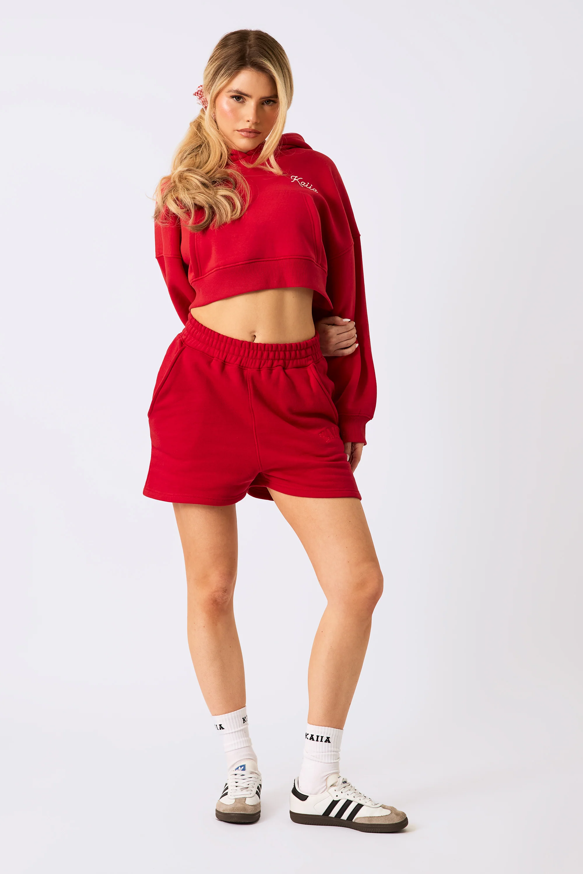 Kaiia Logo Sweat Shorts Red - Image 13