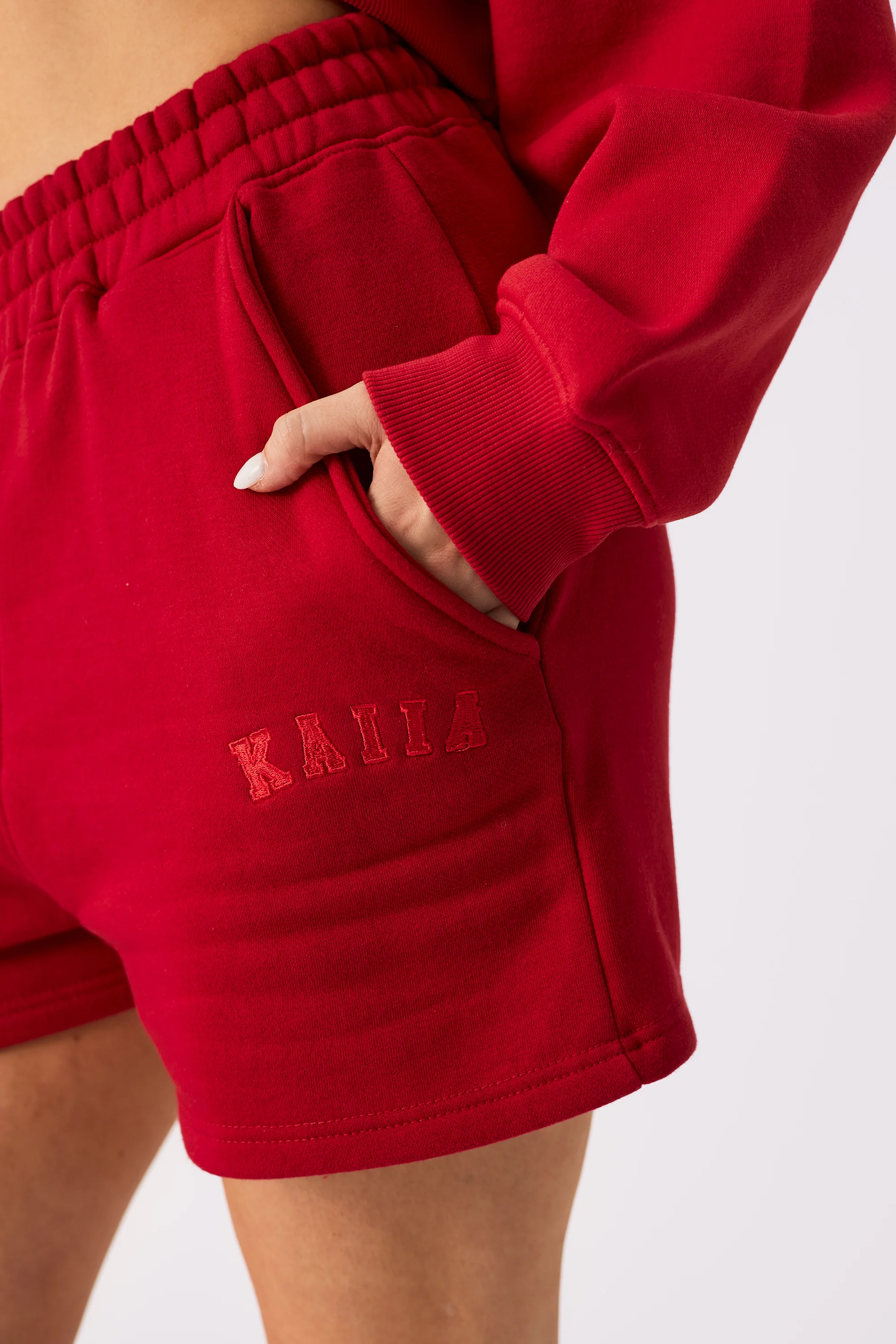 Kaiia Logo Sweat Shorts Red - Image 14