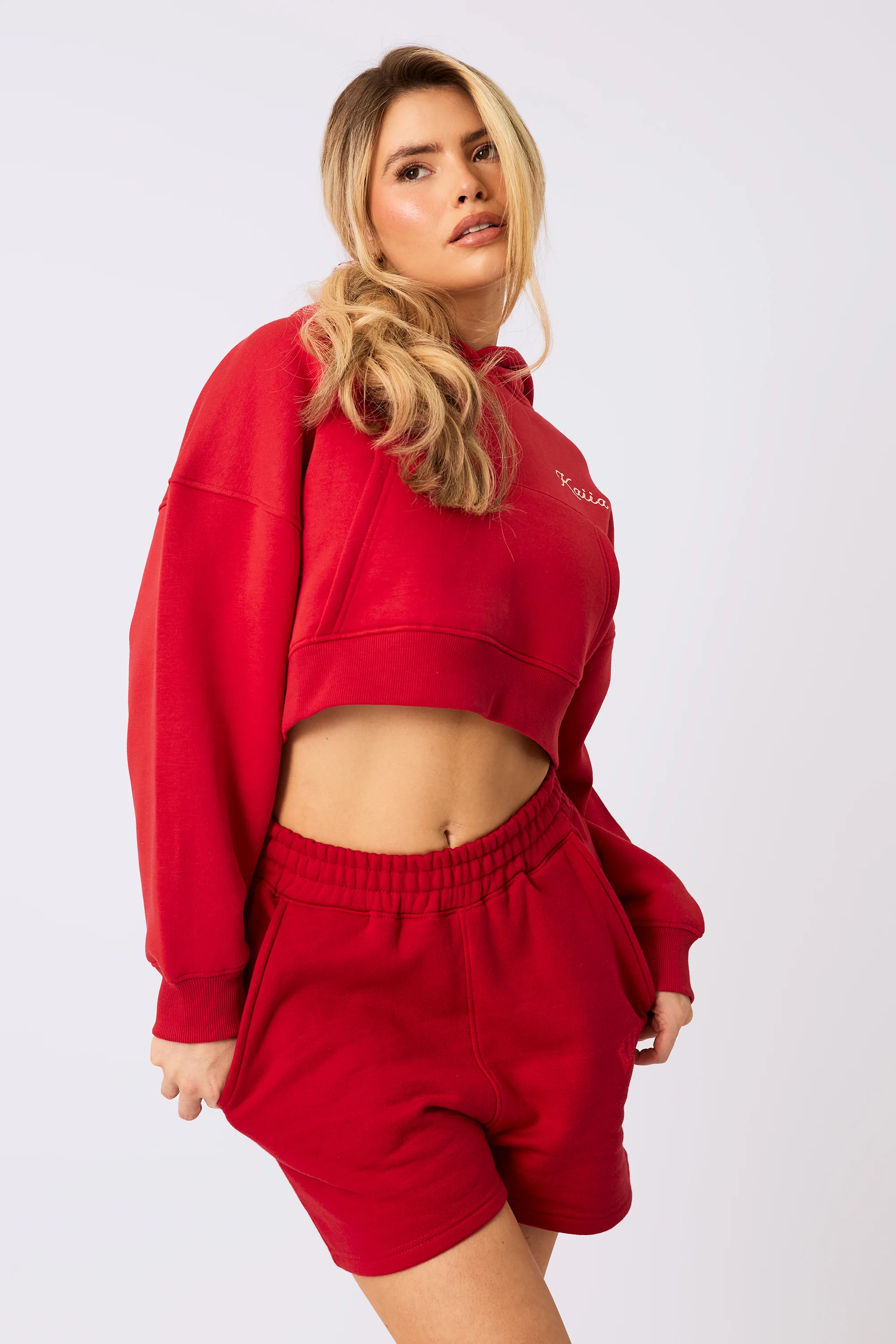 Kaiia Logo Sweat Shorts Red - Image 17