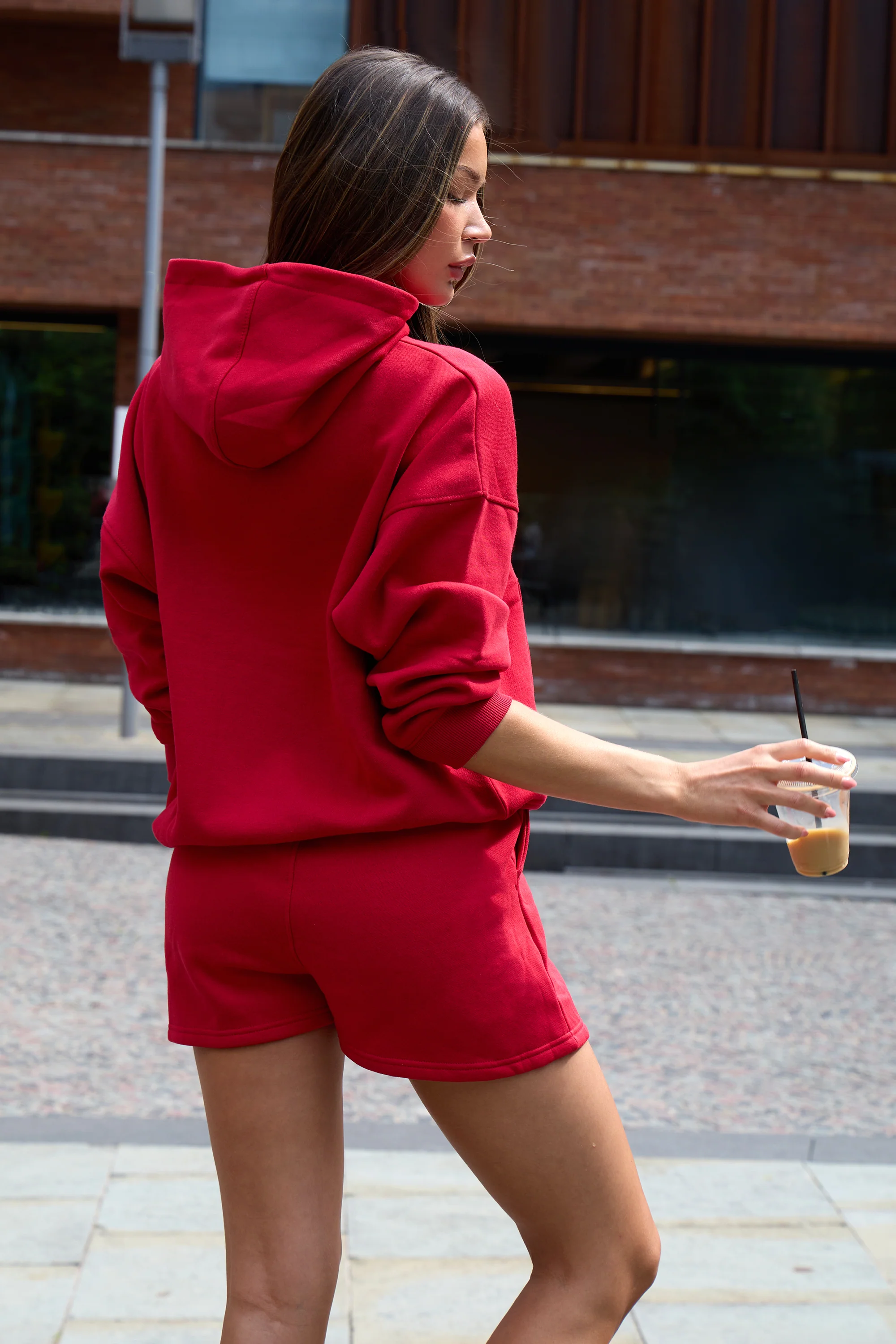 Kaiia Logo Sweat Shorts Red - Image 4