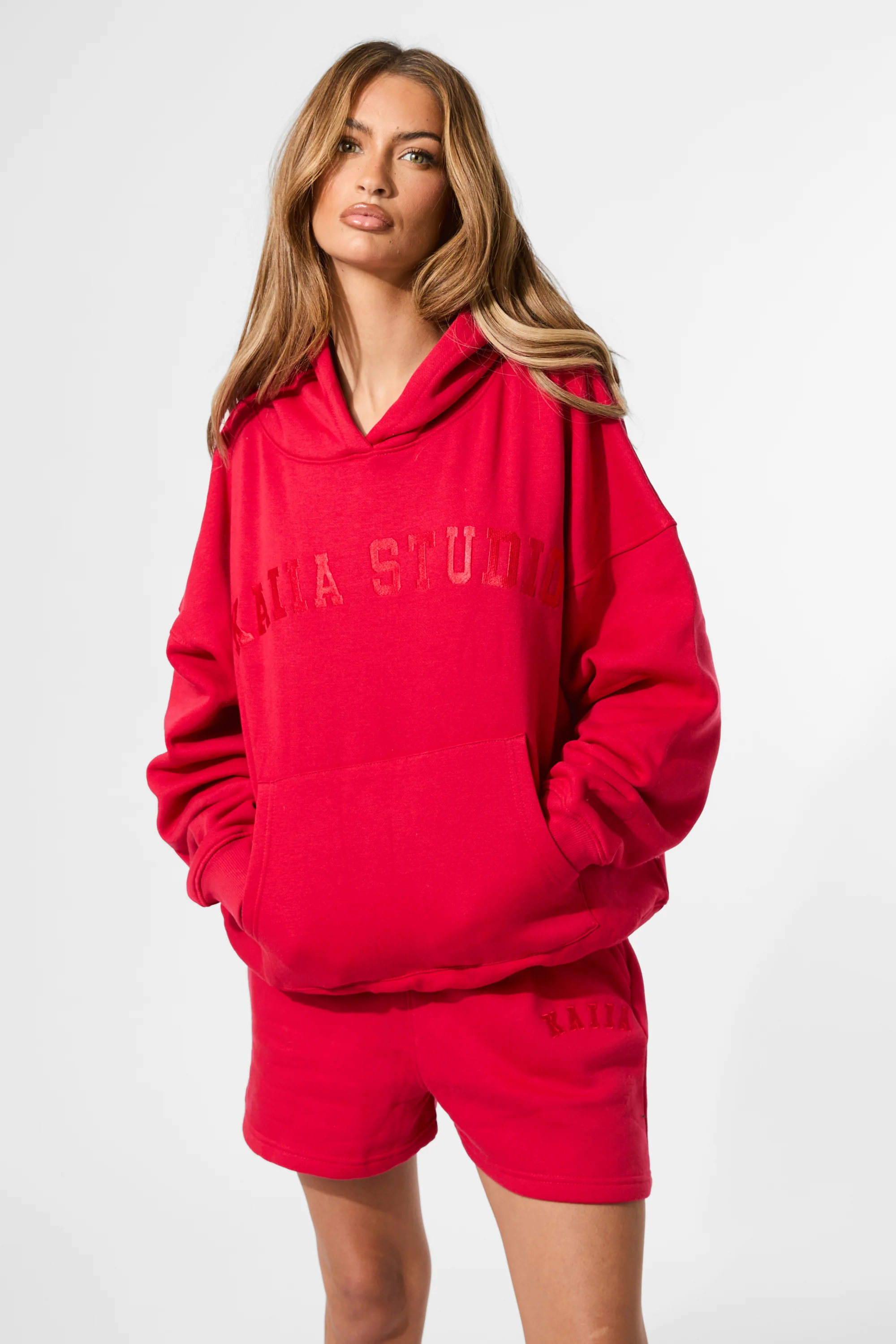 Kaiia Logo Sweat Shorts Red - Image 5