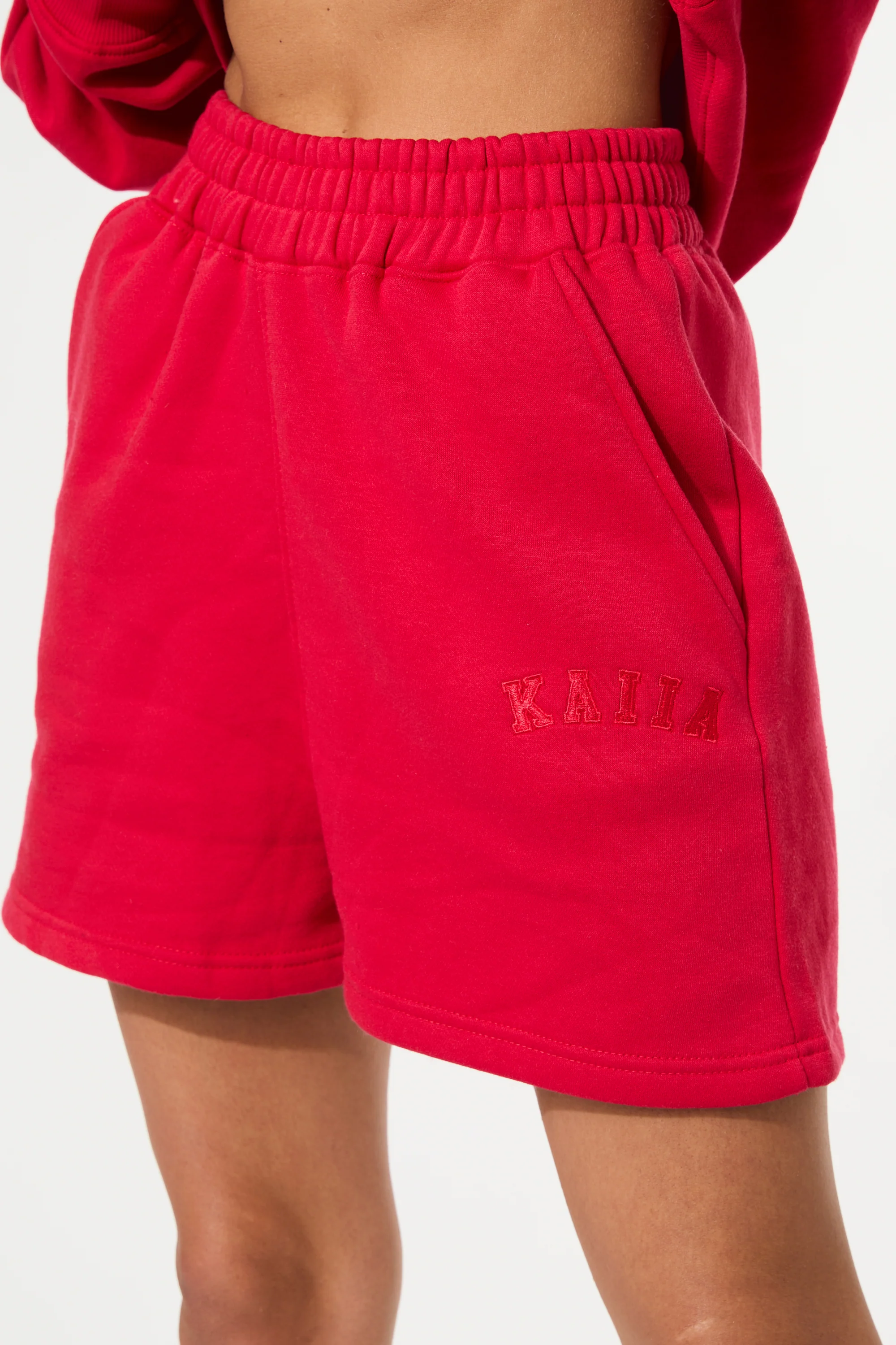 Kaiia Logo Sweat Shorts Red - Image 6