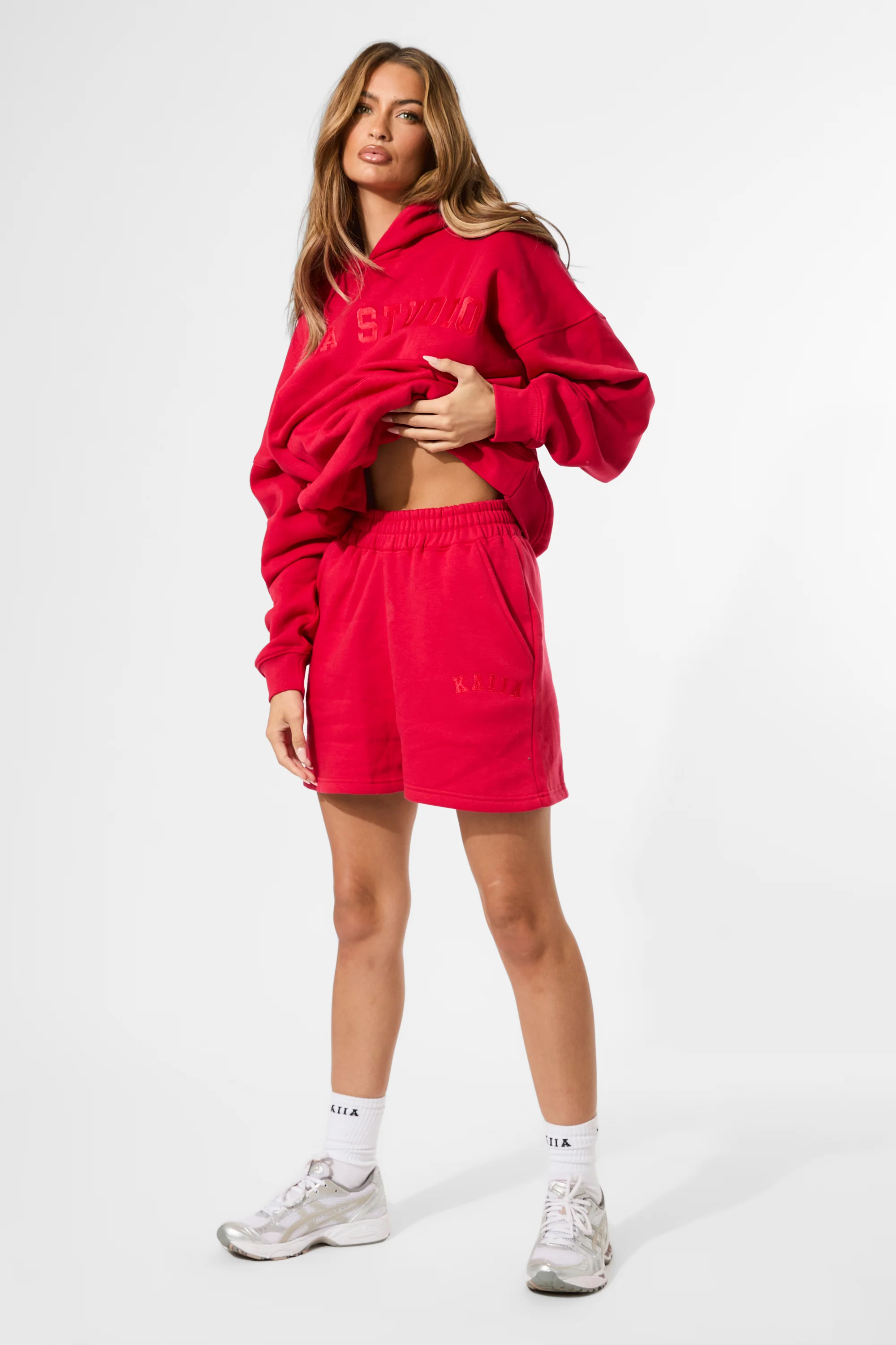 Kaiia Logo Sweat Shorts Red - Image 8
