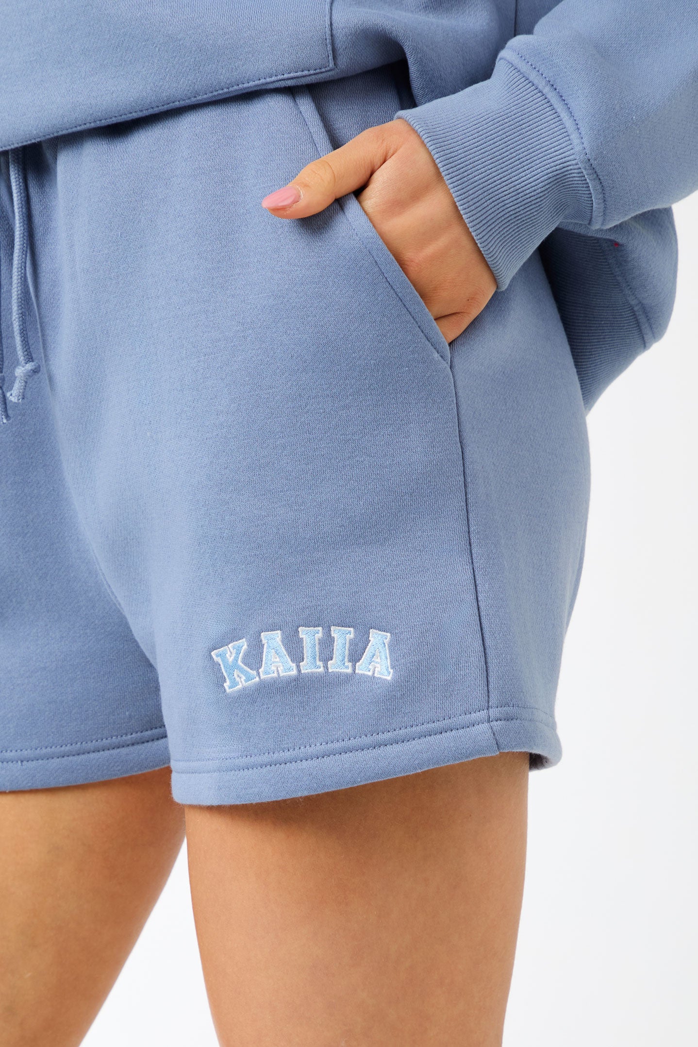 Kaiia Logo Sweat Shorts Vintage Blue - Image 5