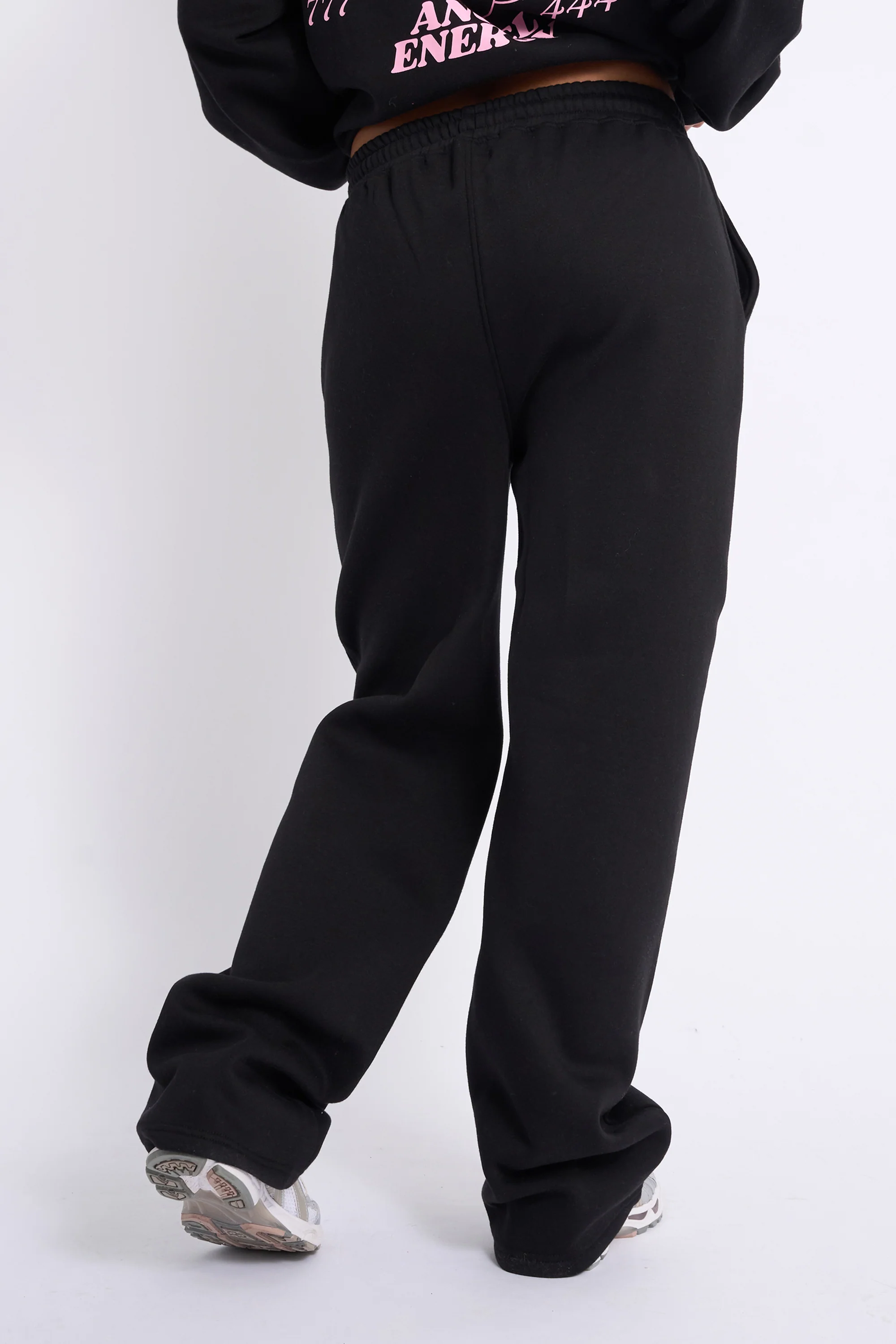 Kaiia Script Logo Wide Leg Joggers Black & Pink - Image 3