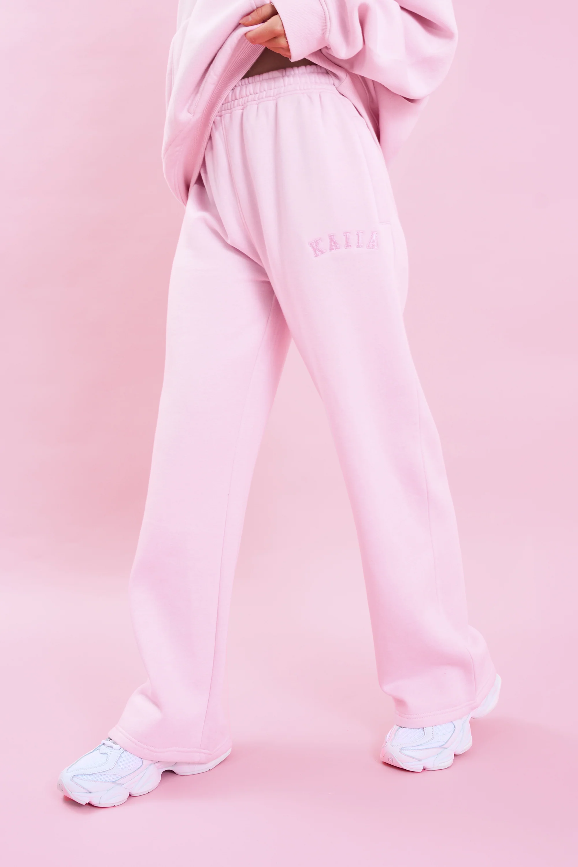 Kaiia Logo Wide Leg Sweat Pants Baby Pink - Image 12