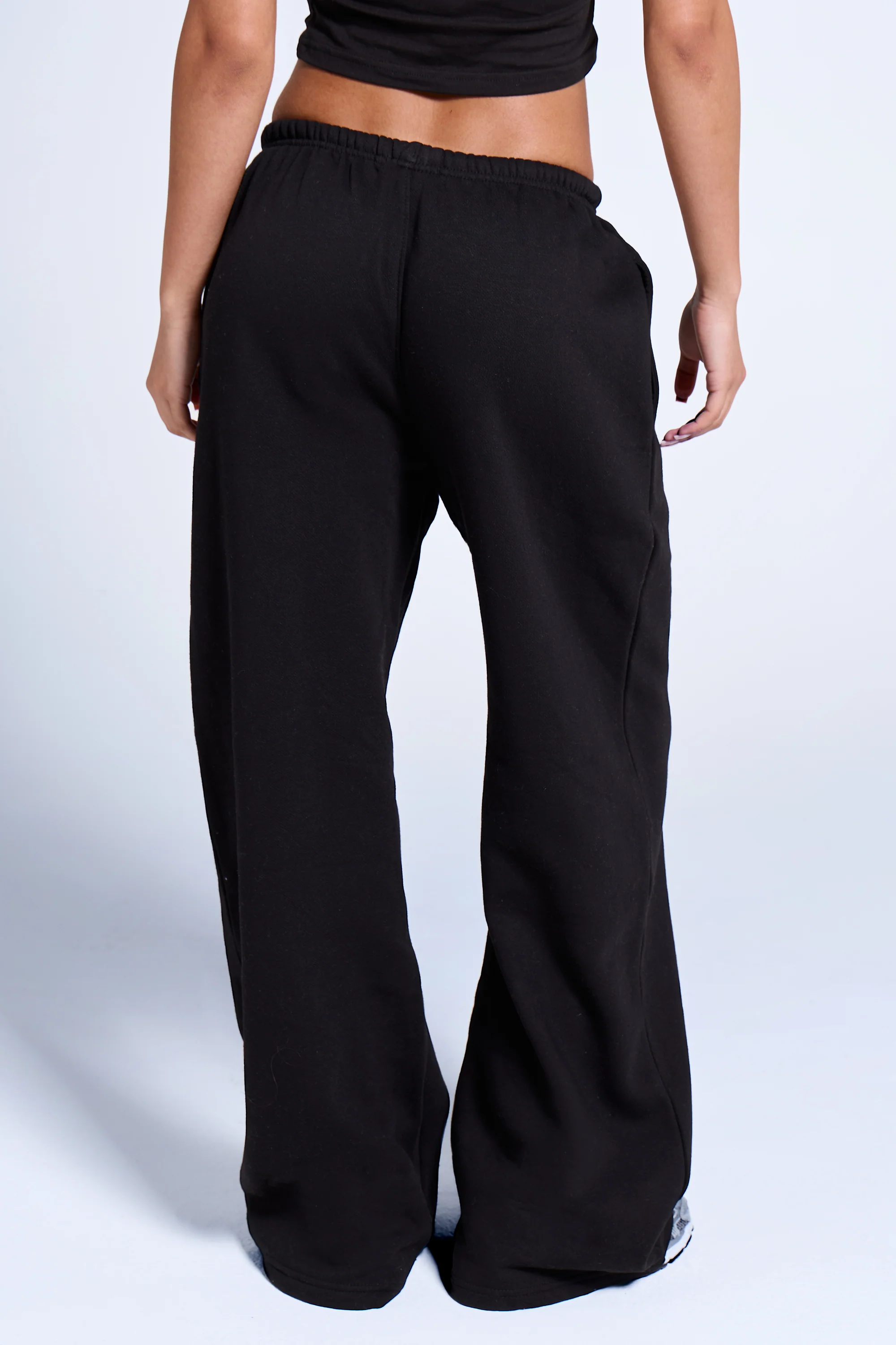 Kaiia Logo Wide Leg Joggers Black On Black - Image 4