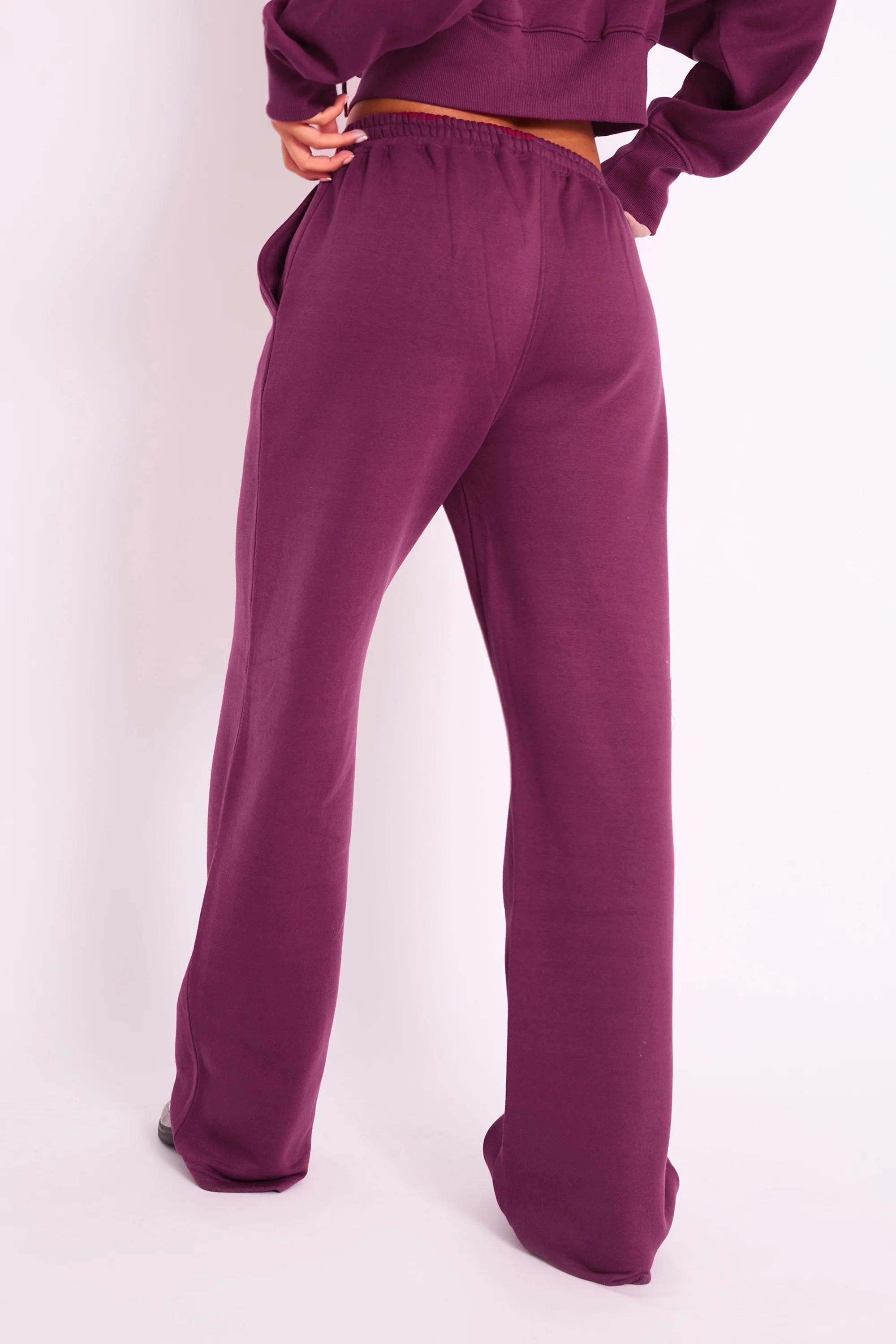 Kaiia Logo Wide Leg Joggers Burgundy - Image 4
