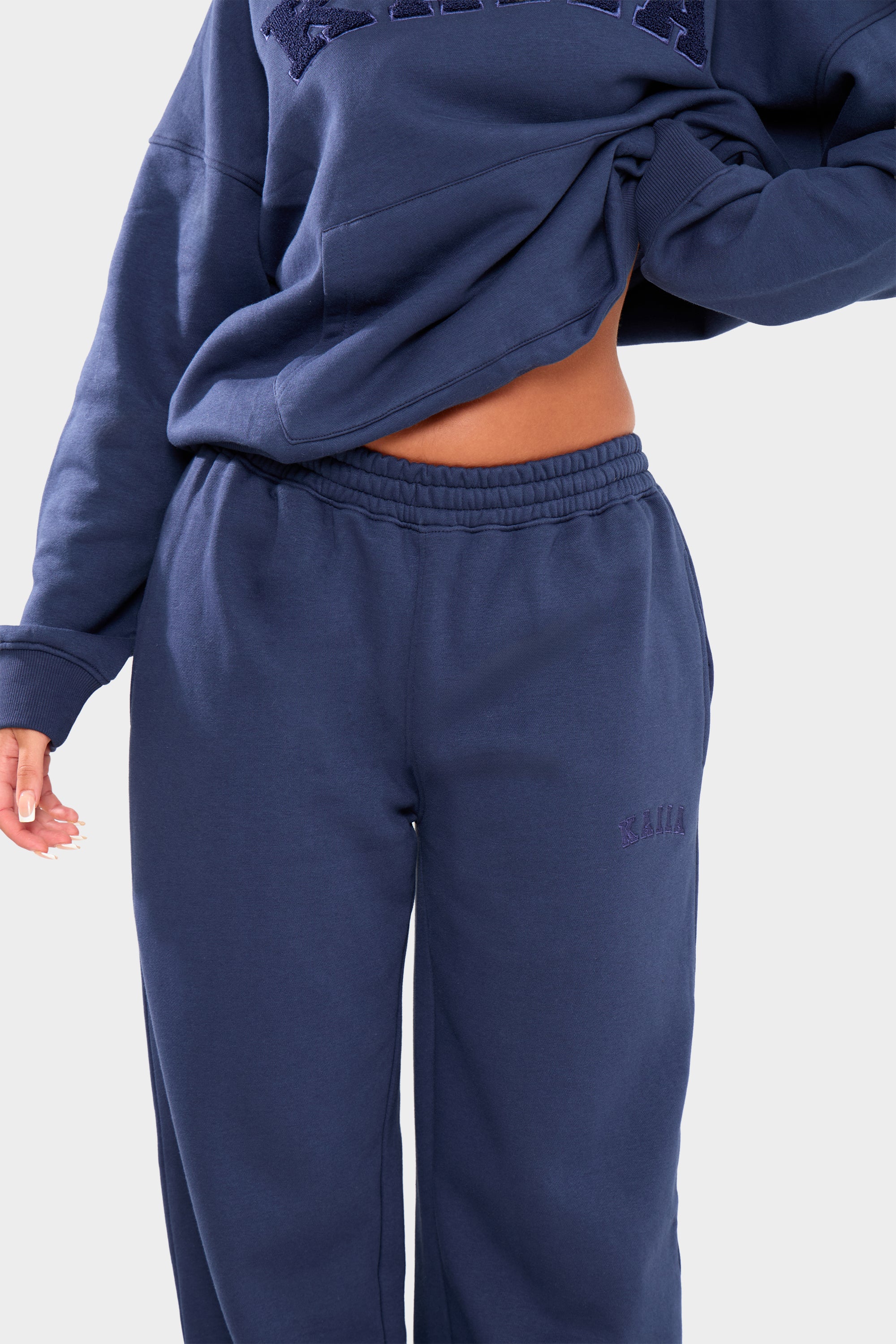 Kaiia Logo Wide Leg Joggers Deep Blue - Image 2