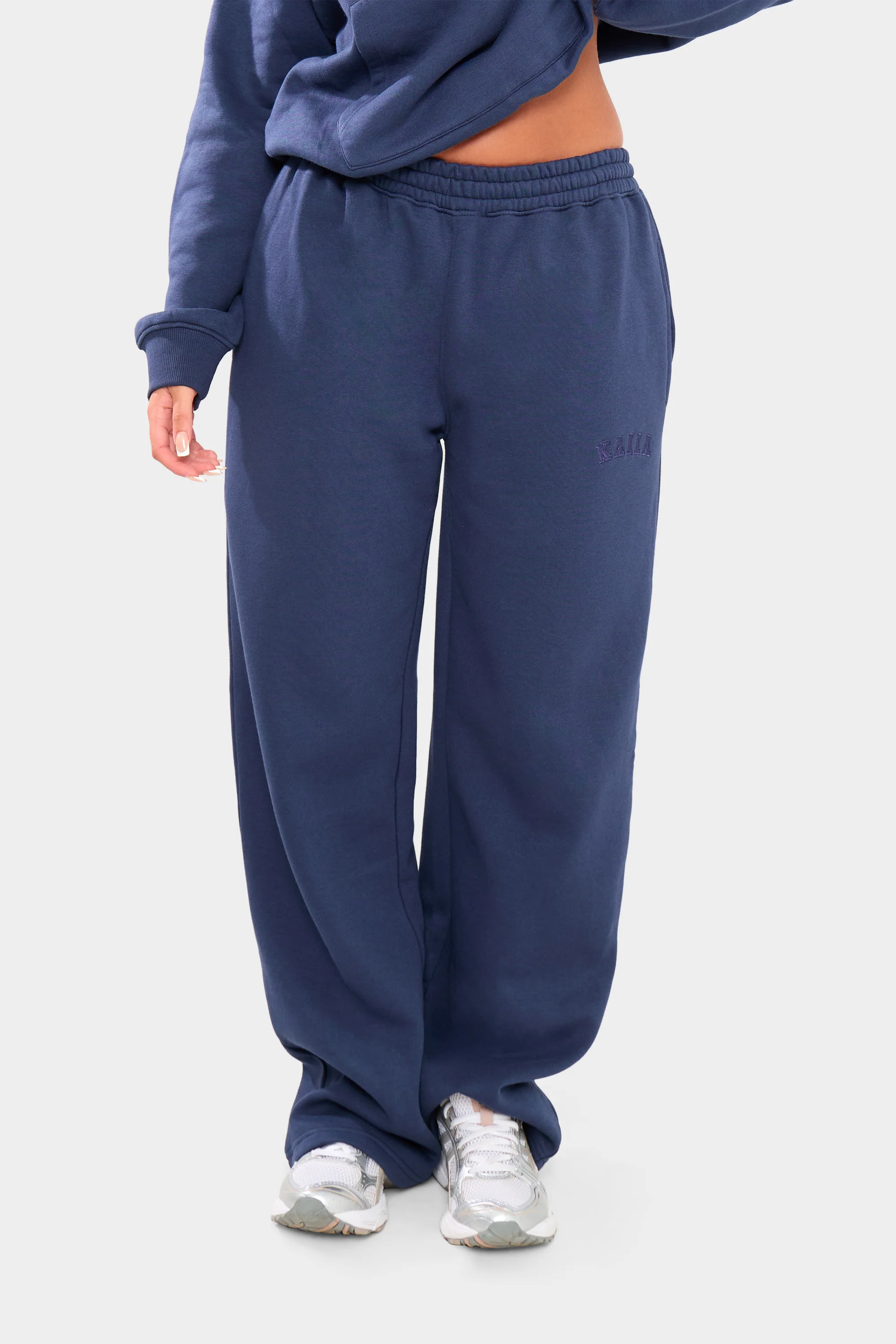 Kaiia Logo Wide Leg Joggers Deep Blue - Image 3