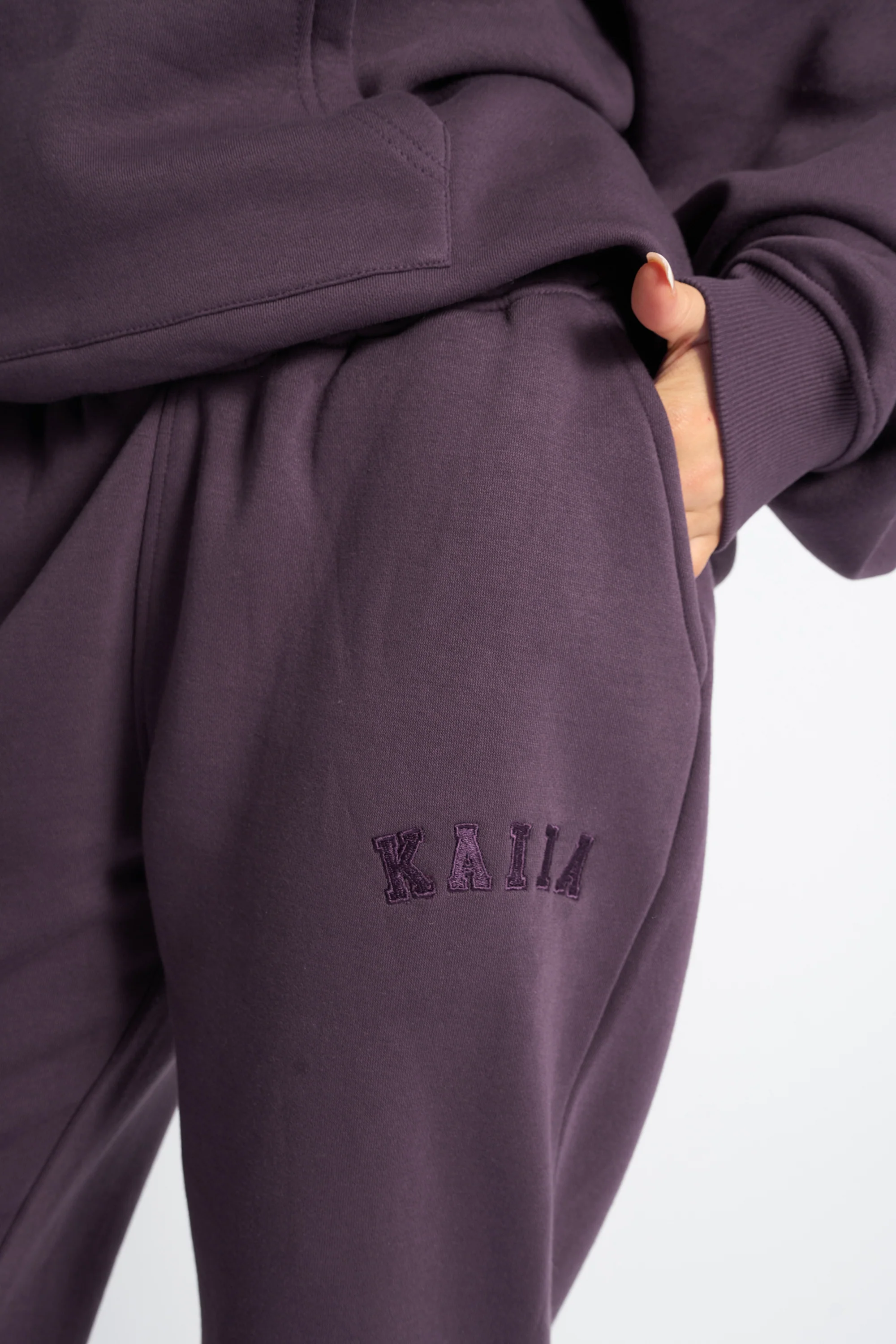 Kaiia Logo Wide Leg Joggers Deep Purple - Image 4