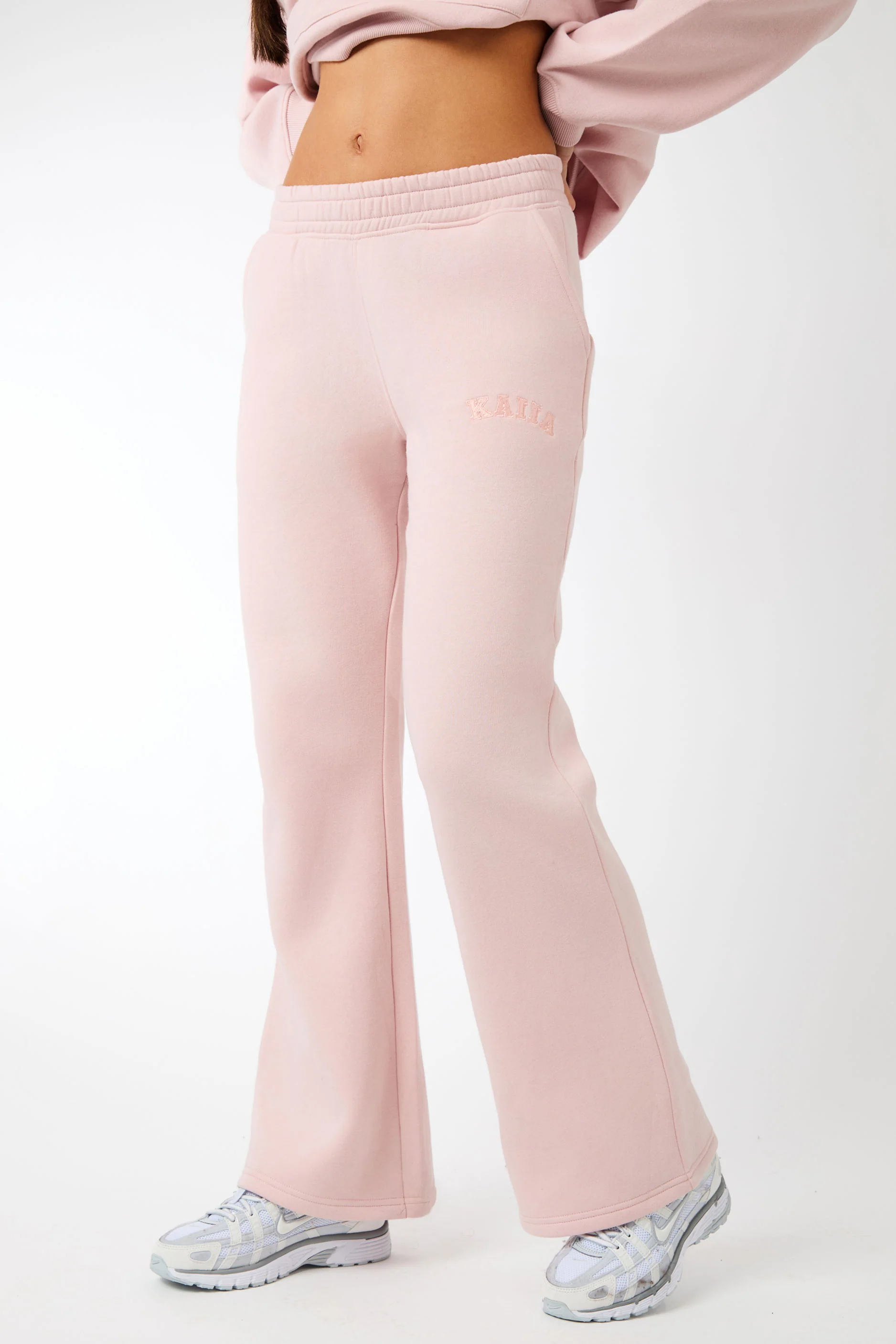 Kaiia Logo Wide Leg Joggers Dusty Pink - Image 2