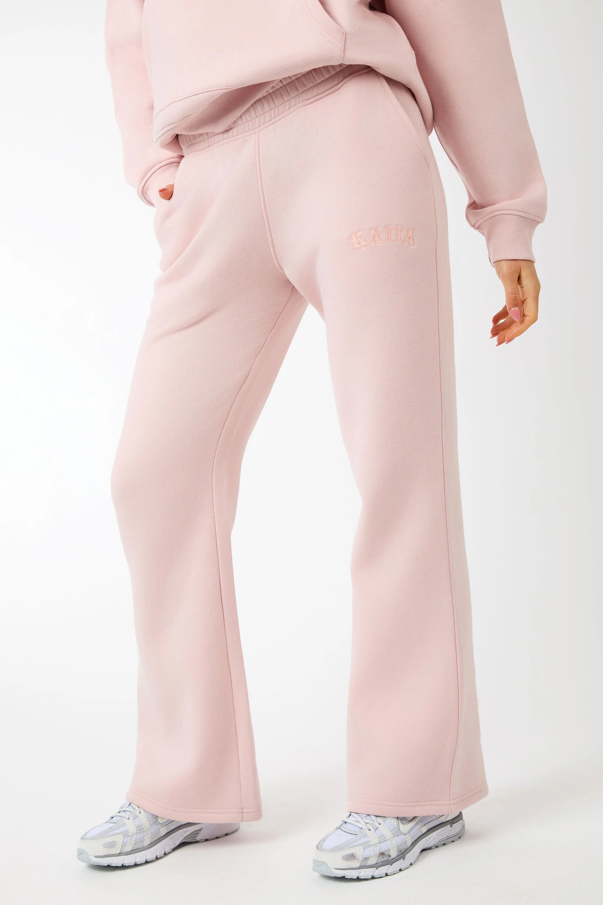 Kaiia Logo Wide Leg Joggers Dusty Pink - Image 4
