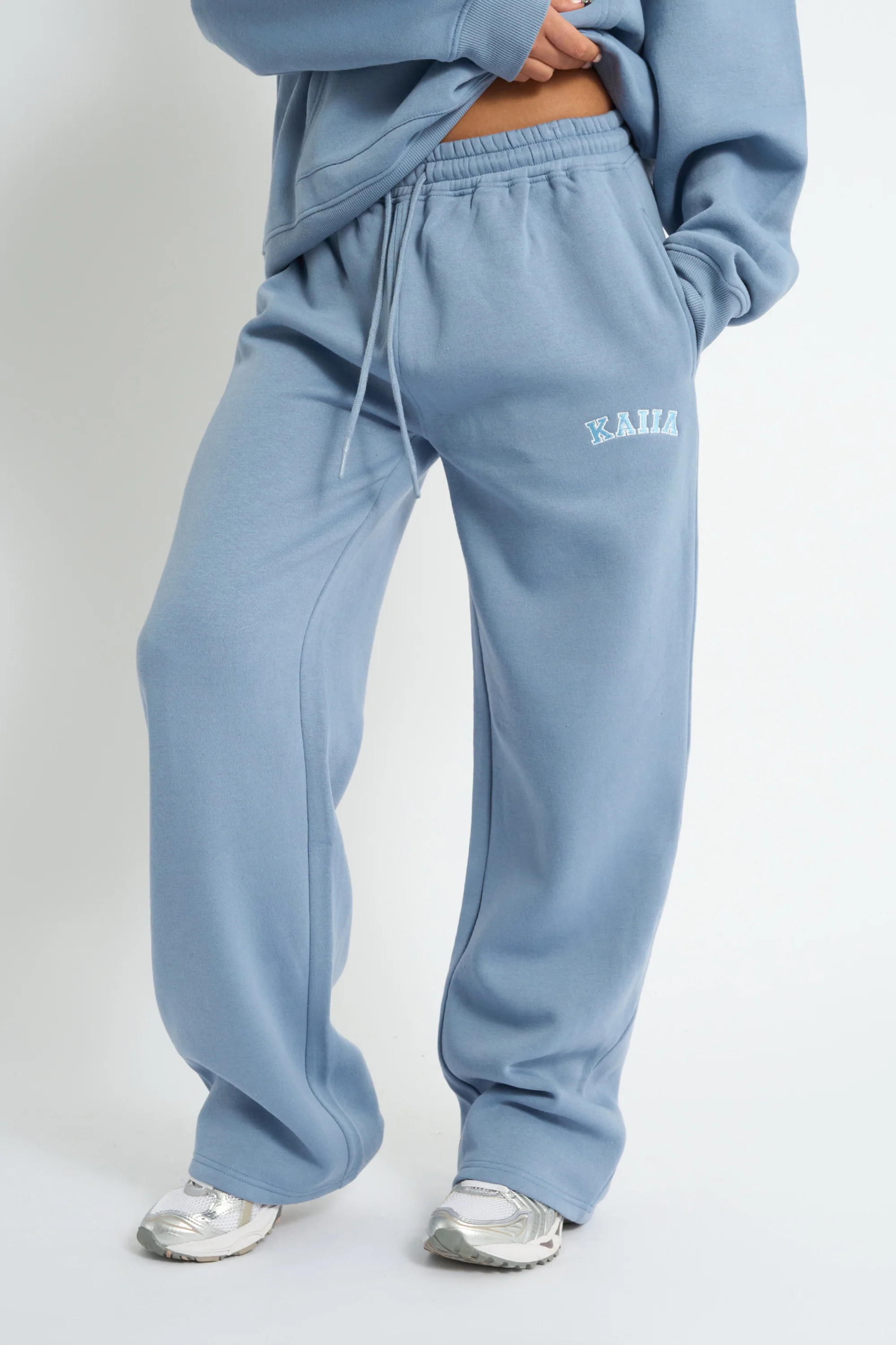 Kaiia Logo Wide Leg Joggers Vintage Blue - Image 2