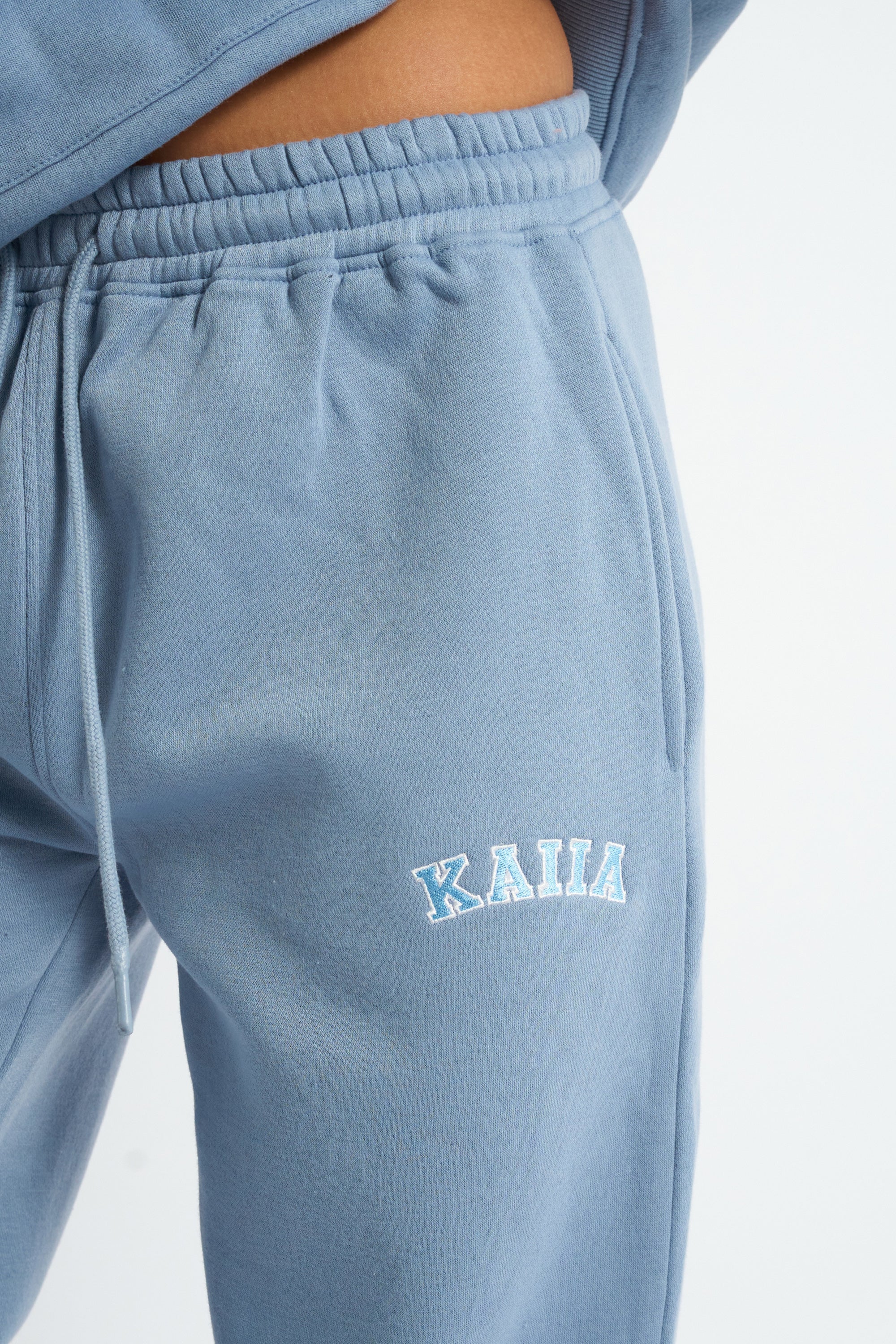 Kaiia Logo Wide Leg Joggers Vintage Blue - Image 4
