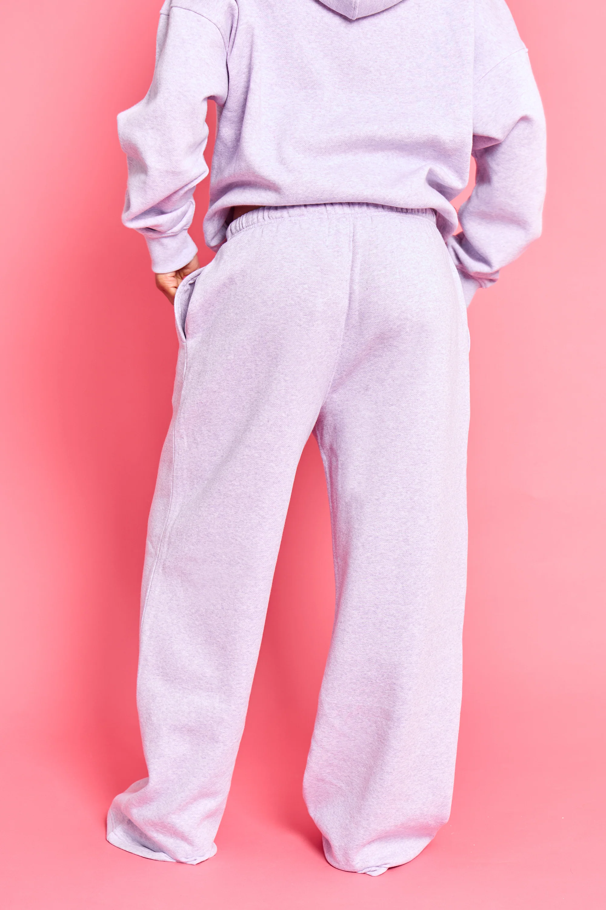 Kaiia Logo Wide Leg Joggers Lilac Marl - Image 4