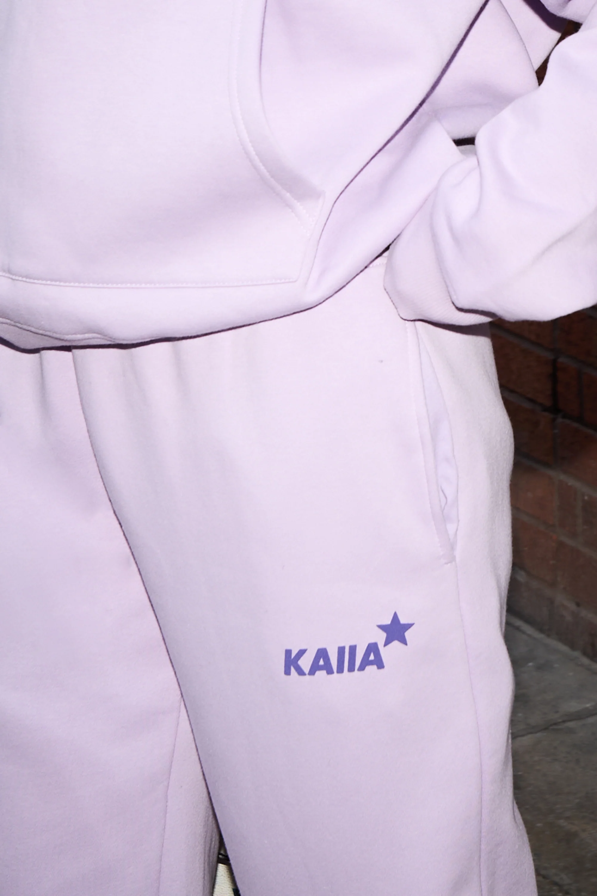 Kaiia Logo Wide Leg Joggers Lilac & Royal Purple - Image 2