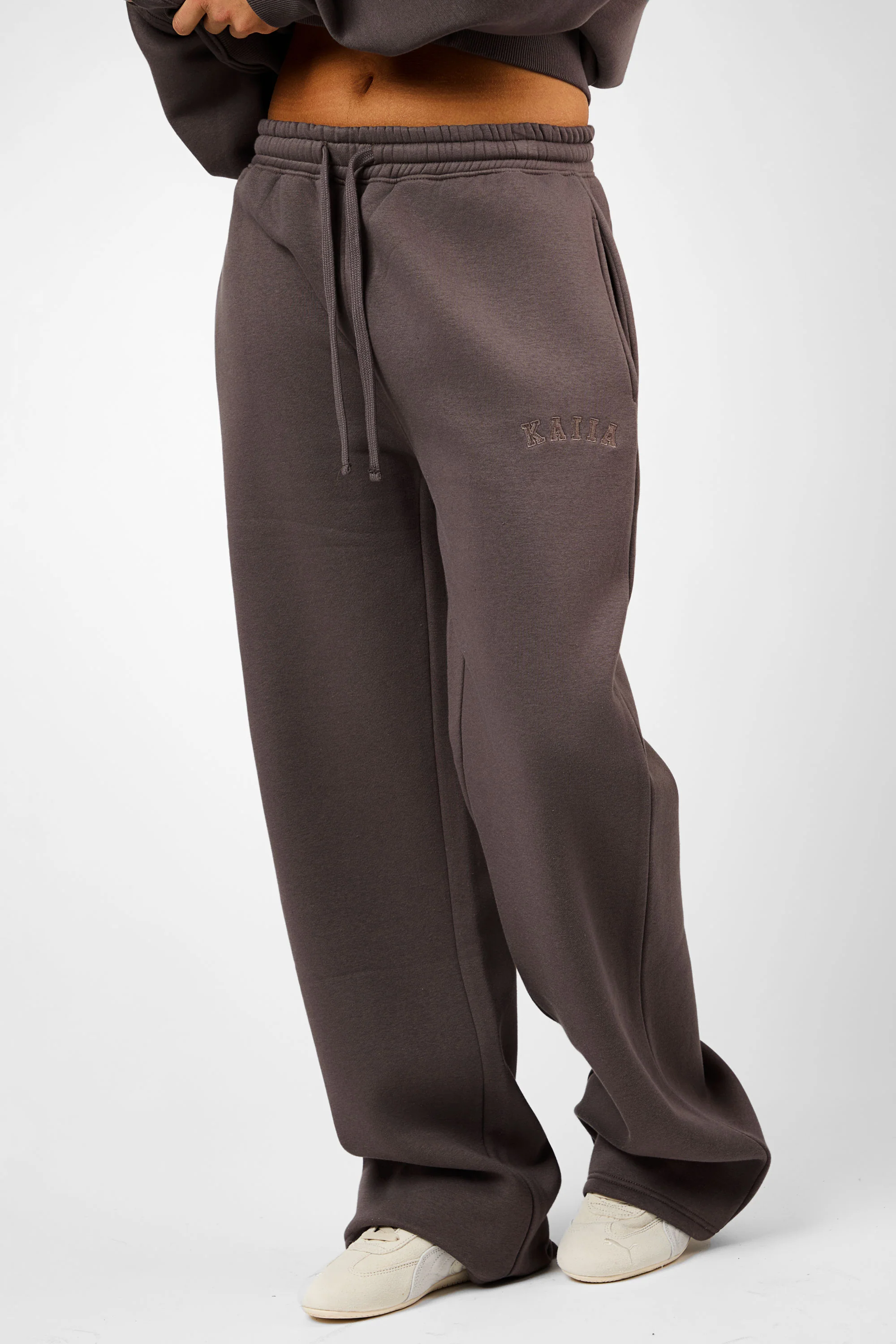 Kaiia Logo Wide Leg Joggers Mink - Image 3